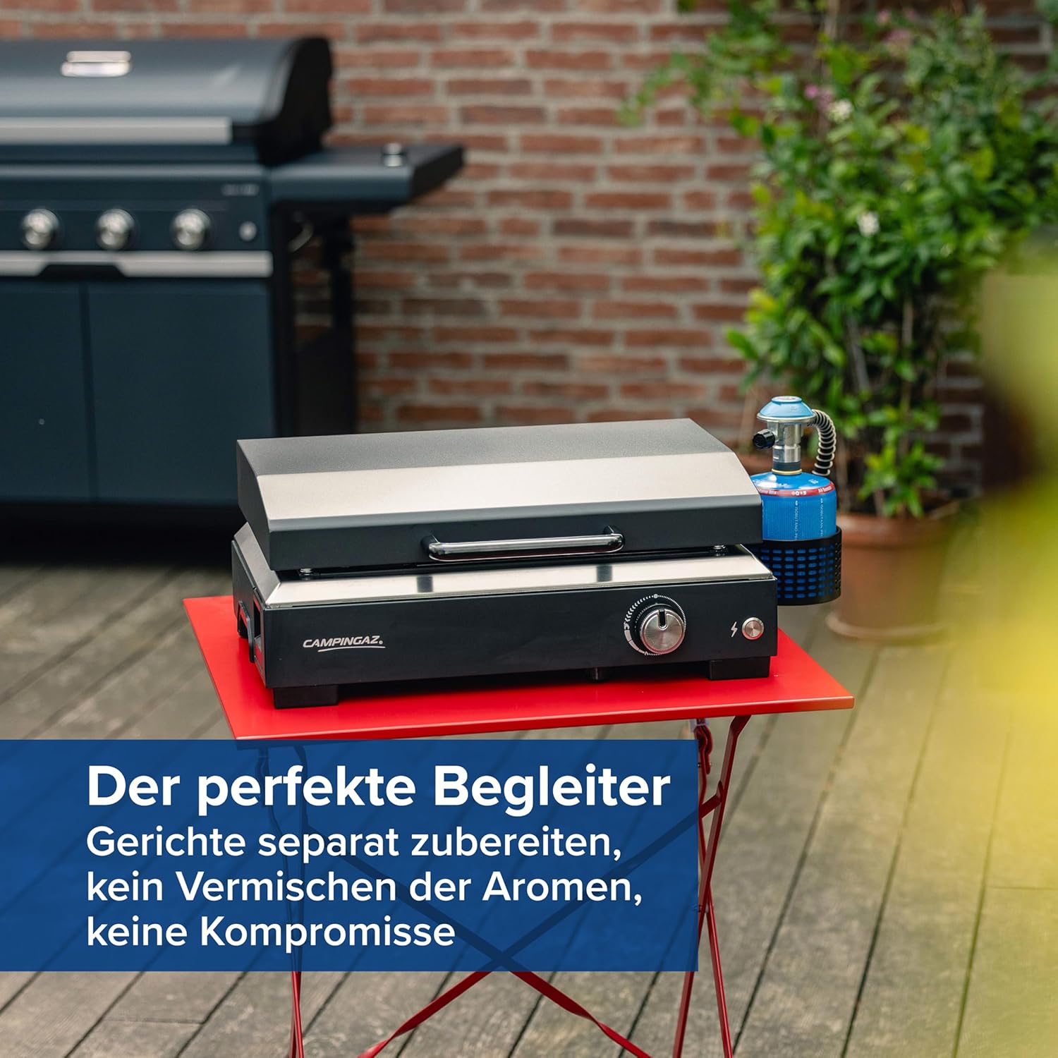 Campingaz Sigma 1 CV Gas-Plancha-Grillplatte mit Deckel | 2,8 kW Heizplatte | Tragbarer Tischgrill | Emaillierte Stahloberfläche | Brenner mit BlueFlame-Technologie für mediterranes Grillen – Bild 13