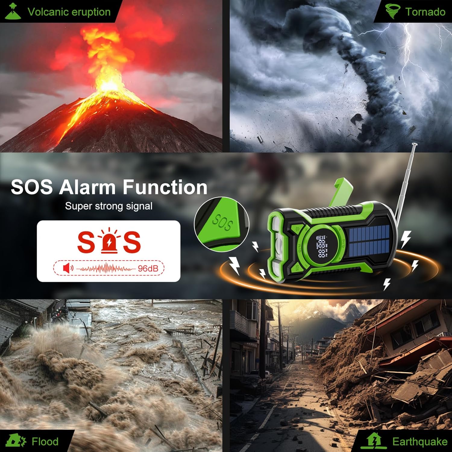 Solar-Kurbel-Notfallradio mit Handkurbel, Gemmac 5000 mAh Akku-Kurbelradio mit Bluetooth-Lautsprecher, USB-AM/FM-Radio mit Powerbank, SOS-Alarm, Taschenlampen-Notfallradio für Camping-Überleben – Bild 9