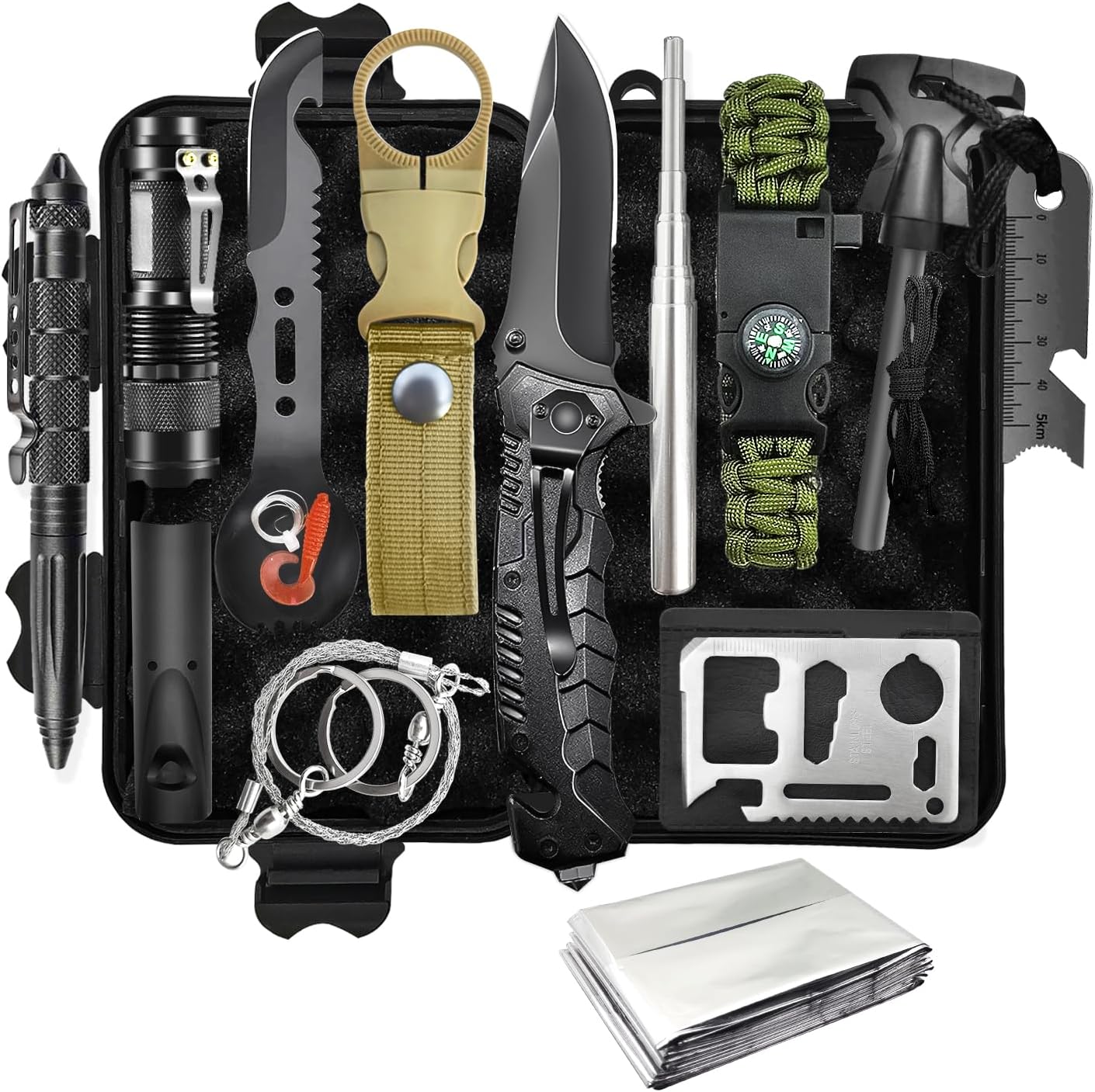 Survival-Kit, professionelle Notfallausrüstung, Überlebensausrüstung für Outdoor-Camping, Abenteuer, Wandern, Jagen, Angeln, Männer, Väter