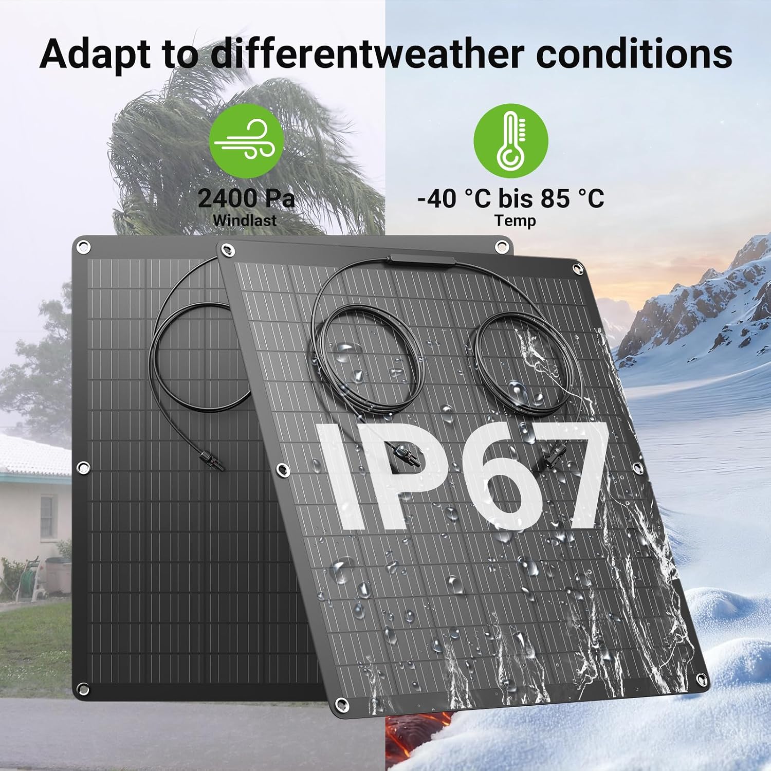 960 W flexibles Solarpanel, 4 x 240 W flexible Solarmodule, IP67, 23,5 % Umwandlung, Photovoltaik-Panel, Balkonkraftwerk, Solarzelle, ideal für Wohnmobil, Boot, Balkon, Wohnmobil, Garten – Bild 5