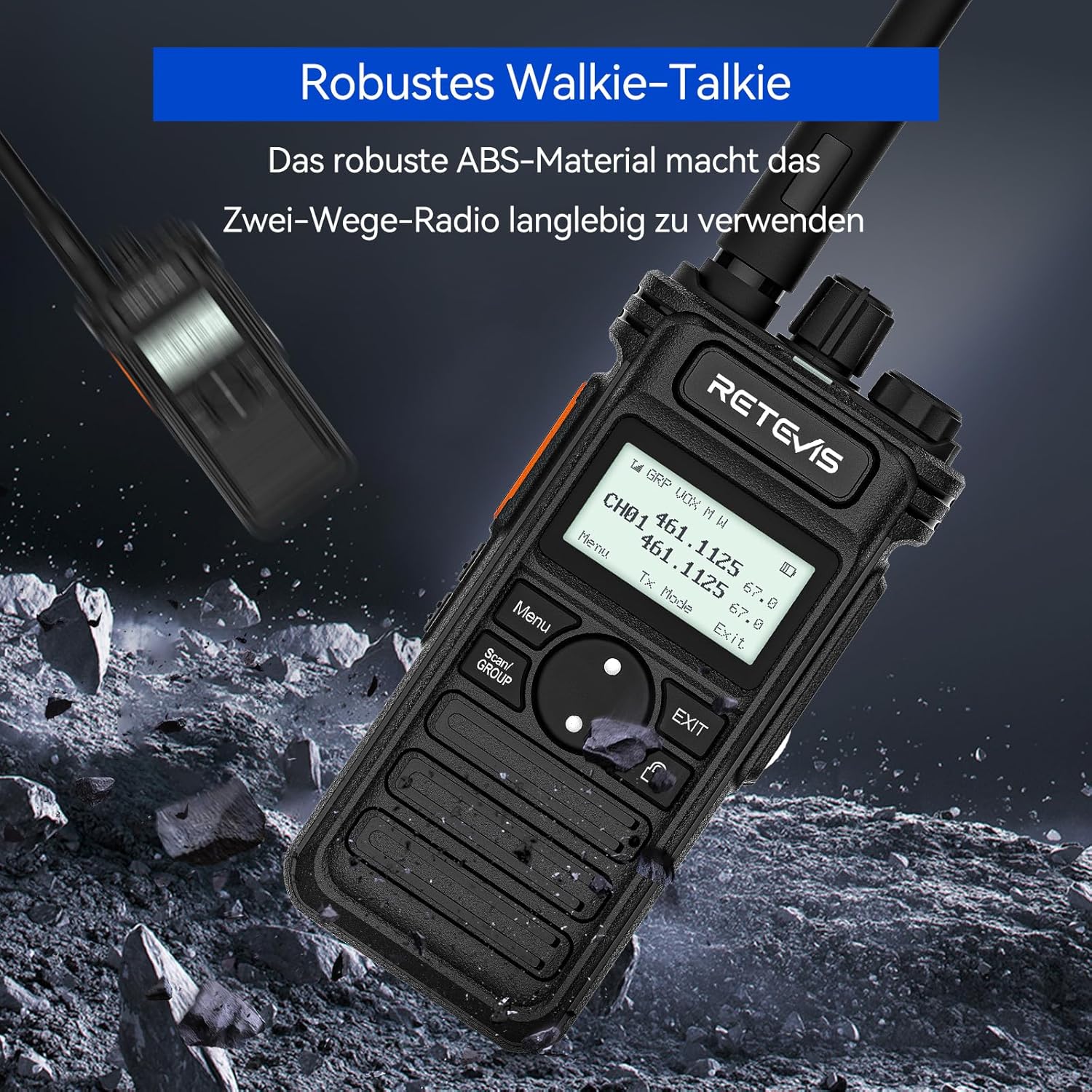 Retevis RT86S Walkie Talkies mit großer Reichweite, professionelle Funkgeräte der nächsten Generation RT86, Typ C, LCD, Gruppenruf, 2600 mAh, Handfunkgeräte für Logistik, Schulen (Schwarz, 2 Stück) – Bild 6