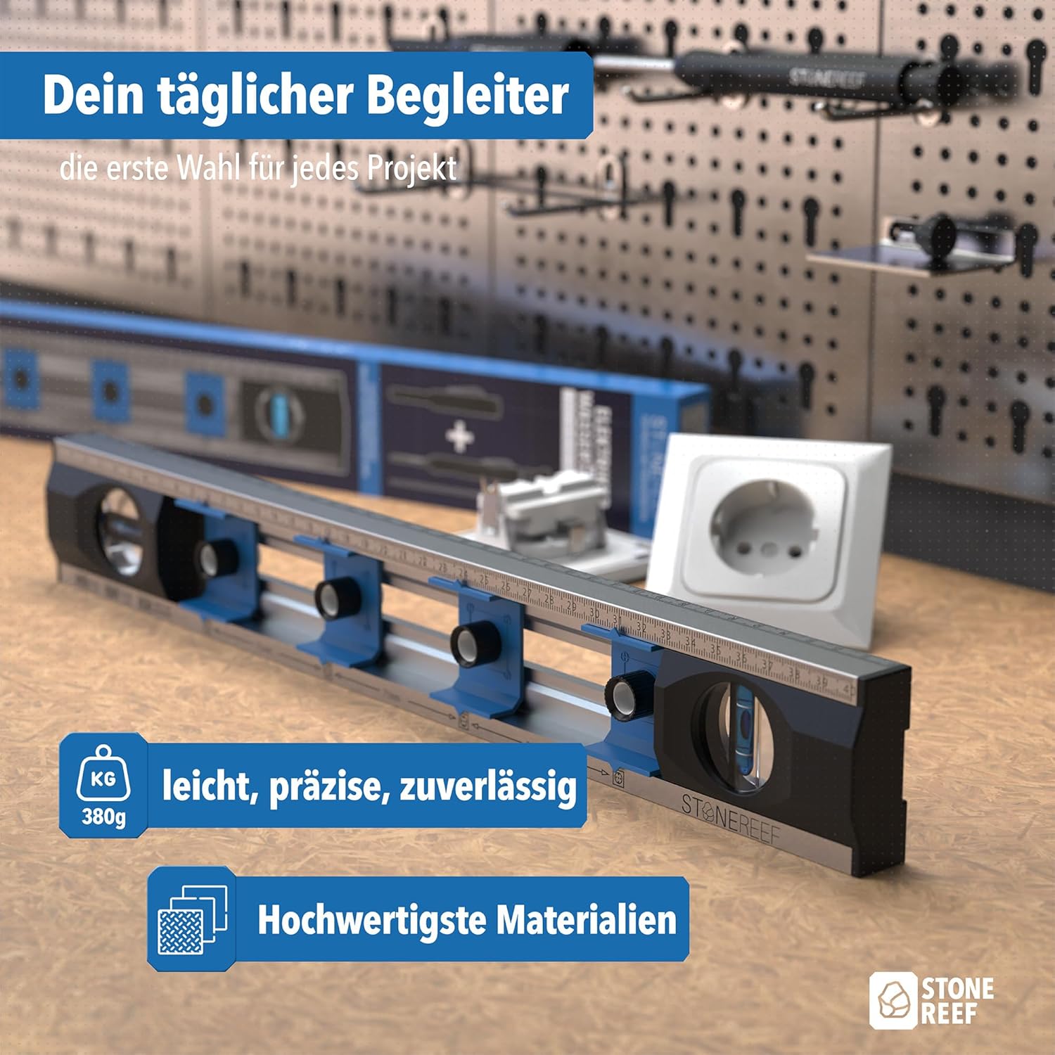 Elektriker-Wasserwaage 40 cm – Präzisions-Wasserwaage für Heimwerker mit verschiebbaren Bohrlöchern und Messskalen – ideal für Steckdoseninstallation und Renovierungsarbeiten – Bild 7