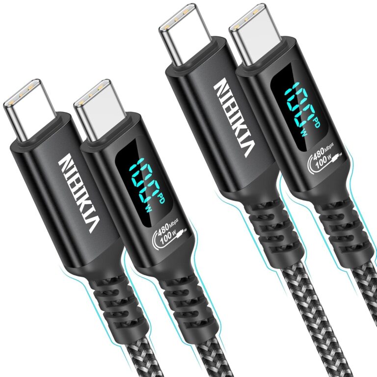 100 W USB C auf USB C Kabel, (2 Pack 1 m) PD Schnellladekabel USB C Ladekabel mit LED-Anzeige, kompatibel mit iPhone 16 15 Pro Max Samsung Galaxy S25 S24 S23 Ultra Pixel 7 iPad Pro MacBook Air