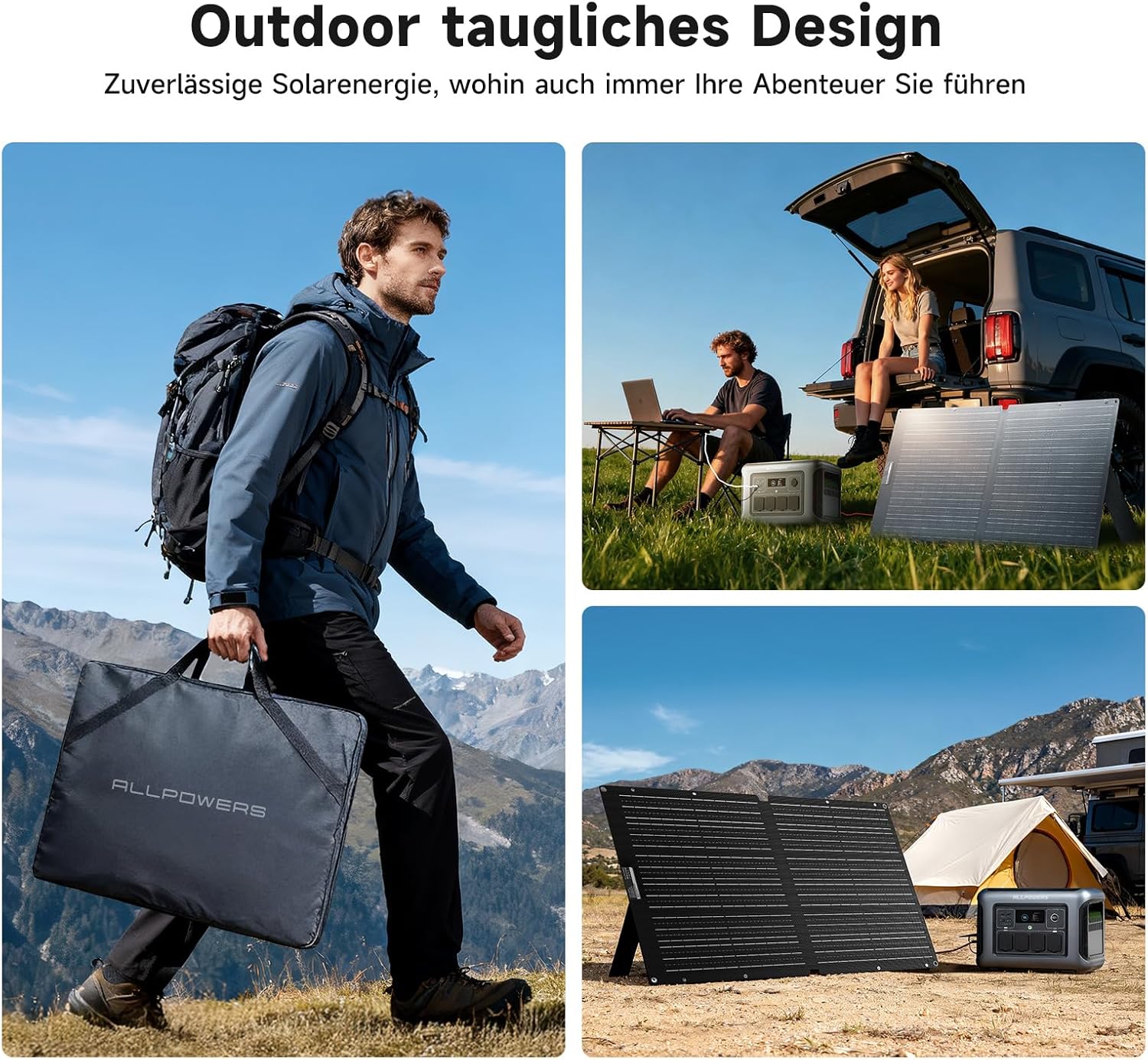 ALLPOWERS faltbares Solarpanel 100 W, monokristalline Solarmodule für S300 R600 R1500 R2500 tragbares Kraftwerk, Solargenerator, Photovoltaikmodul, Solaranlage für Camping, Garten, Wohnmobil, Wohnmobil – Bild 8