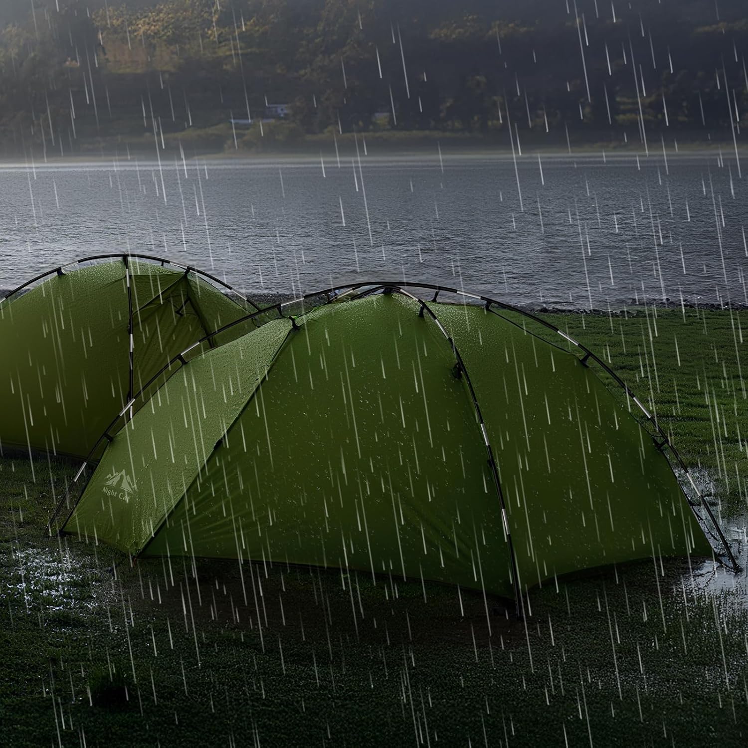 Night Cat Camping Zelt 2 Personen: Wasserdichtes Campingzelt 2 Man Zente Zwei Schichten Einfache Einstellung Leicht Für Trekking Wandern Garten – Bild 2