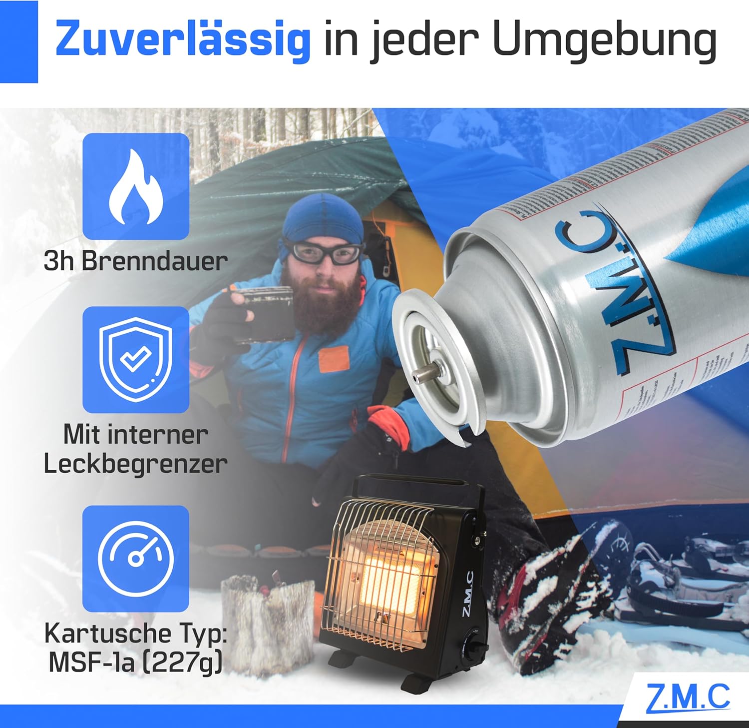 ZMC 28 x Butan-Gaskartuschen 227 g MSF-1a – Butangasflasche Campinggas mit Bajonettventil für Campingkocher, Gasheizung, Gasbrenner, Unkrautbrenner, Lötbrenner – hergestellt in Europa – Bild 8