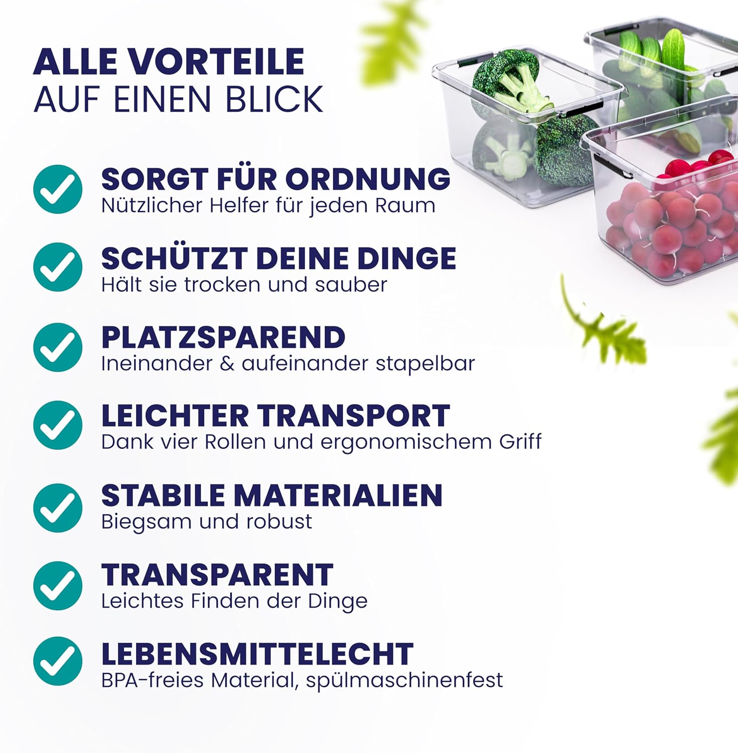Deuba 6 x Aufbewahrungsbox mit Deckel, 5 L Box, Kunststoffboxen, lebensmittelecht, BPA-frei, klein, Klickverschluss, transparent, stapelbar, Küche, Schlafzimmer – Bild 7