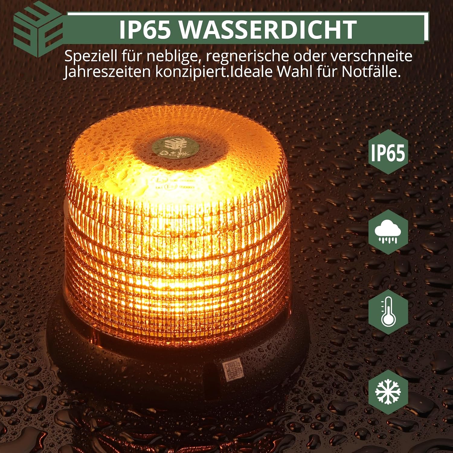 EYPINS Rotierender Akku mit Fernbedienung, 12V 24V Warnlicht Auto Gelb, 6 Blinkmuster Wiederaufladbares LED-Blitzlicht mit magnetischem Saugnapf, Warnlicht Auto für Traktor, PKW, LKW, SUV, Blendfreies Gehäuse – Bild 6