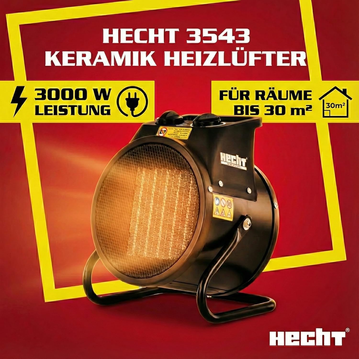 HECHT Keramikheizung – Tragbare Heizung mit 2000 W oder 3000 W – Thermostat – Überhitzungsschutz – Allergikerfreundlich – Leise – Elektrischer Heizkörper für z. B. Wohnzimmer, Badezimmer, Büro. – Bild 2