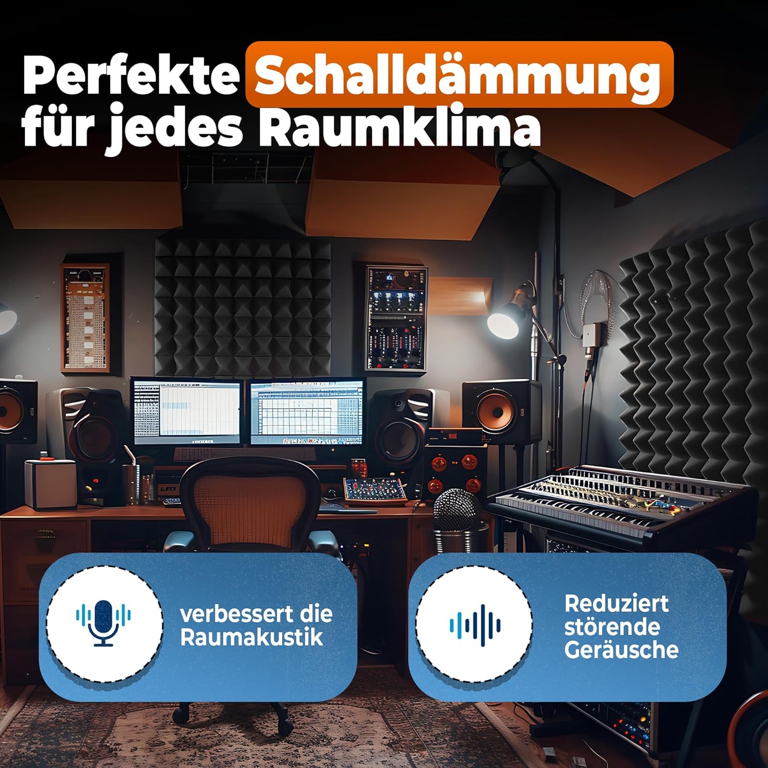 saarschaum Akustikschaumplatten – Effektive Schallabsorption – Pyramidenschaum 100 x 200 x 5 cm, Dunkelgrau – Bild 3