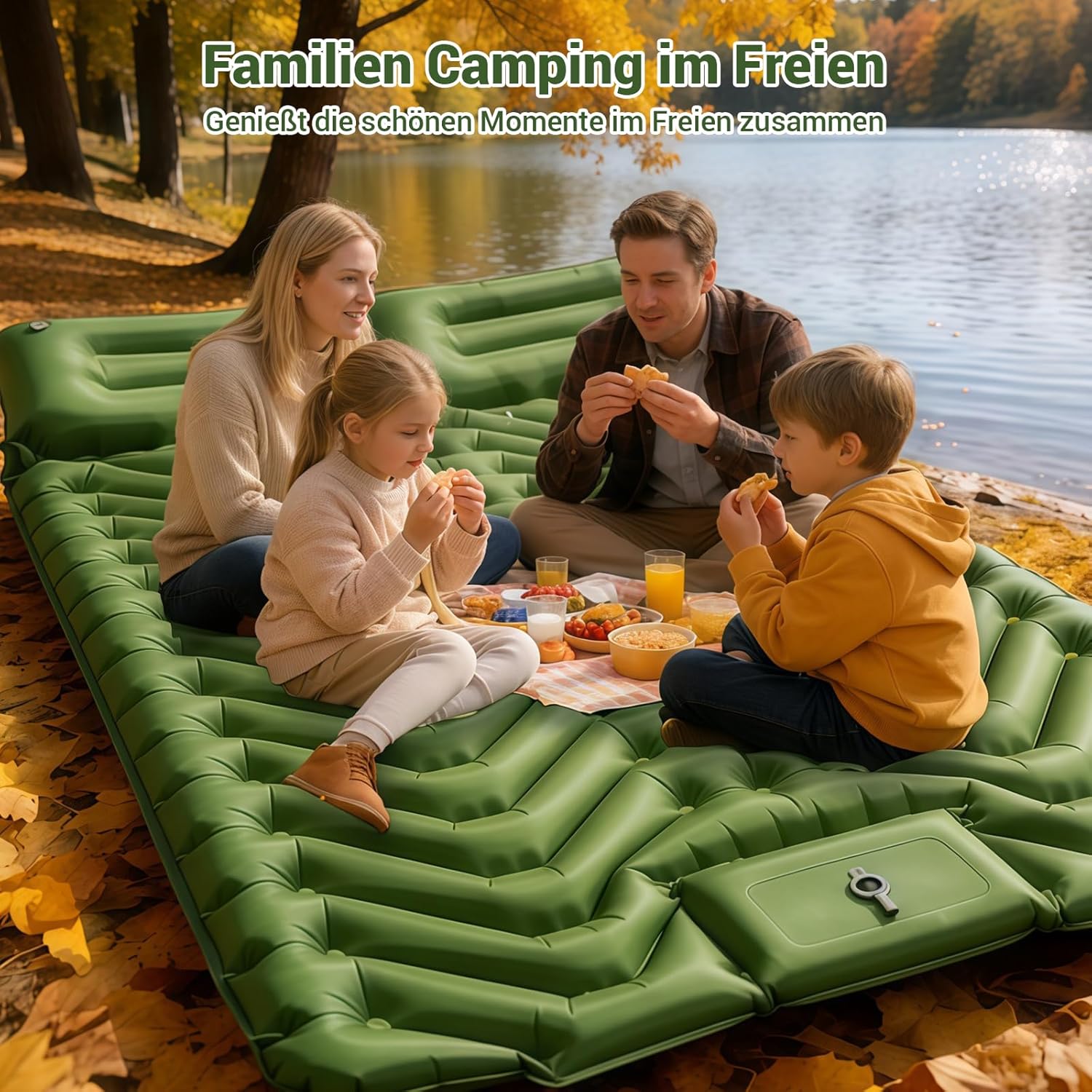 Isomatte, Camping-Luftmatratze, aufblasbare Matratze, für 2 Personen, ultraleicht, kompakt, dick, aufblasbare Isomatte, Strandmatte, Outdoor mit Fußpumpenkissen, wasserdichte Doppel-Isomatte – Bild 7
