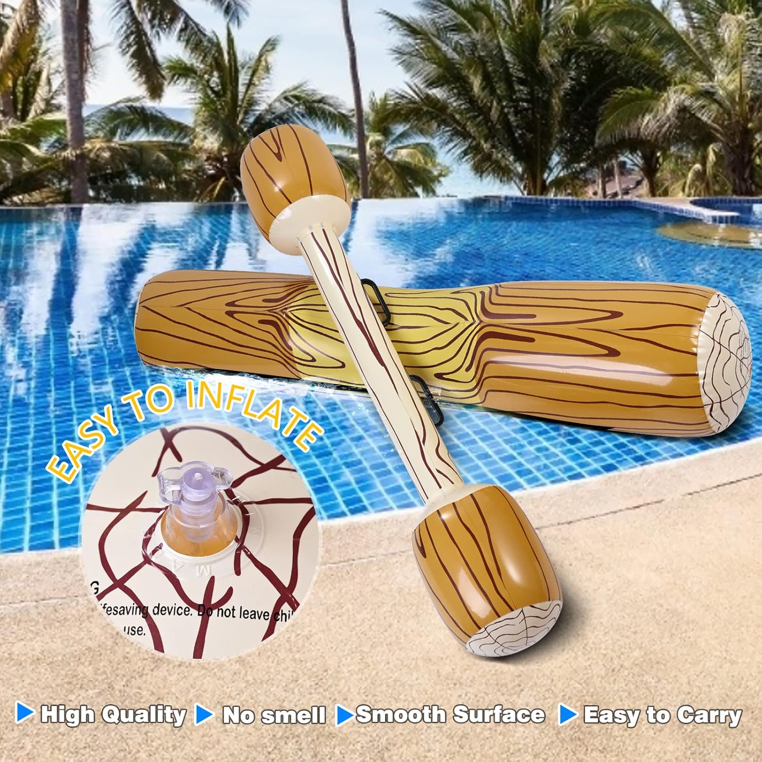 Aufblasbares Poolspielzeug für Erwachsene, Battle Log Floß, Wasserspielzeug, Kinder, Poolspielzeug, aufblasbares Teenager-Außenspielzeug für Pool, Wasserspielzeug, Poolspiele, Familie für 2 Spieler (L) – Bild 5