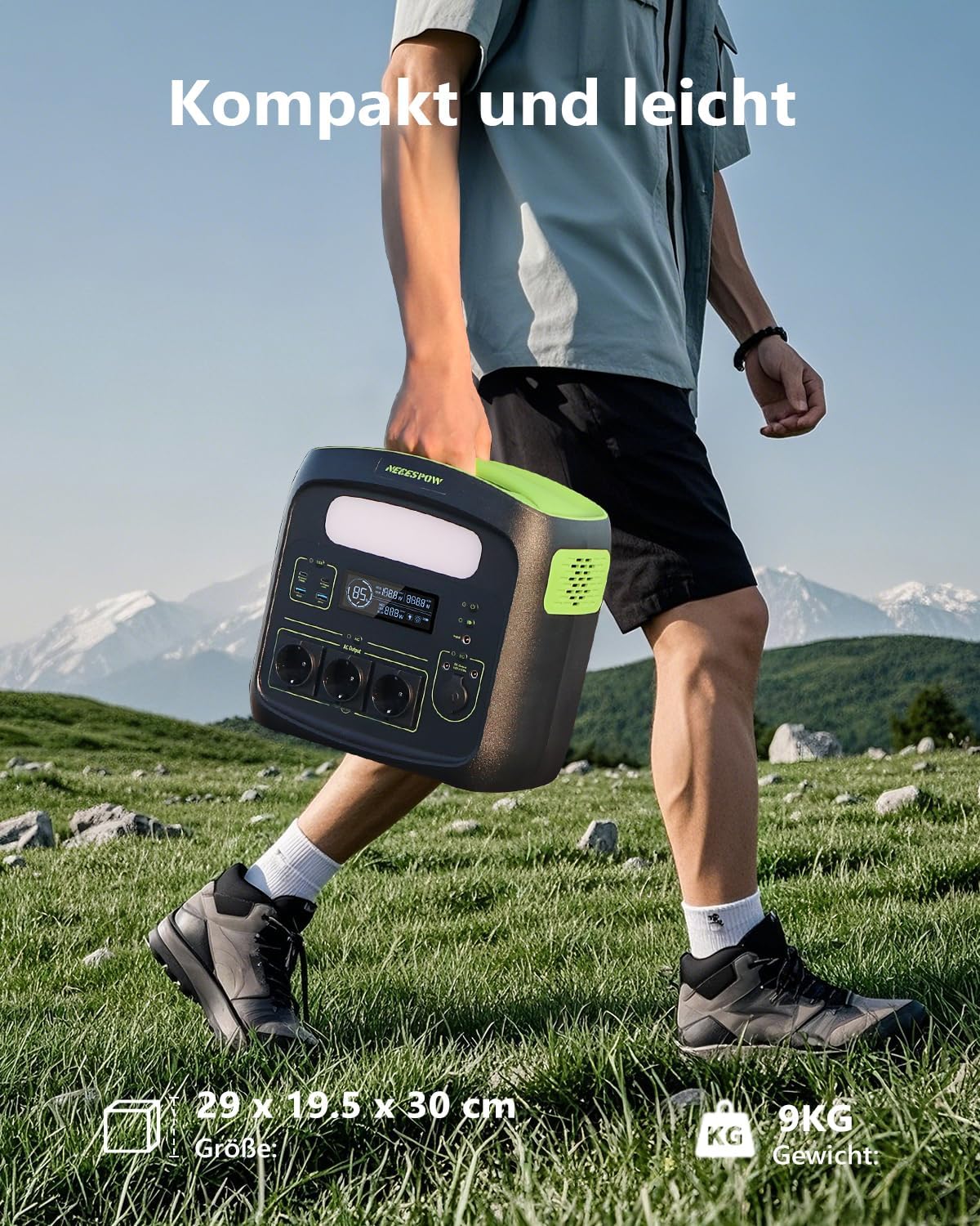 Tragbares Kraftwerk N7576, 700 W, 483,84 Wh, AC-Steckdosen x 3, Kraftwerk LiFePO4-Batterie, reine Sinuswelle, USB-C PD100 W Ausgang, Solargenerator für Camping Home CPAP – Bild 6