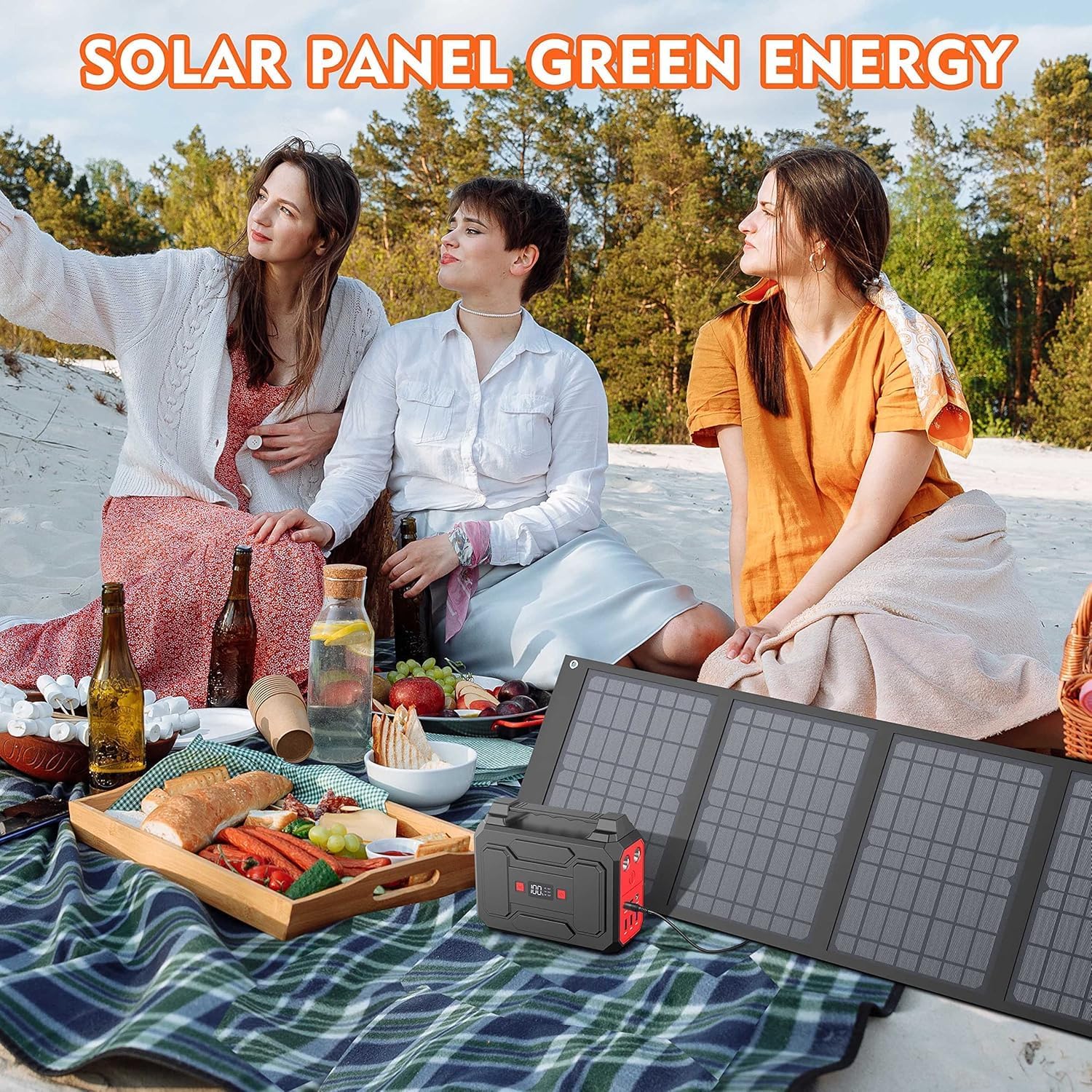 Powkey Solargenerator R100 mit 40 W Solarpanel, 99 Wh Batterie, tragbares Kraftwerk, 100 W AC/18 W USB-C-Ausgang, für Outdoor, netzunabhängig, Wohnmobil, Notfall – Bild 6
