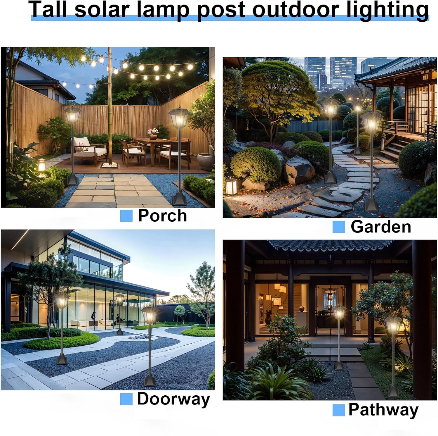 Gartenlaterne für den Außenbereich, 180 cm, Solarlaterne für den Außenbereich, Gartenleuchten, Solar-Warmweiß, IP65 wasserdicht, Solarleuchten für den Außenbereich, Garten, Wegeleuchte, Dekoration für den Außenbereich, Terrasse, Weg, Rasen, 1 Stück – Bild 6