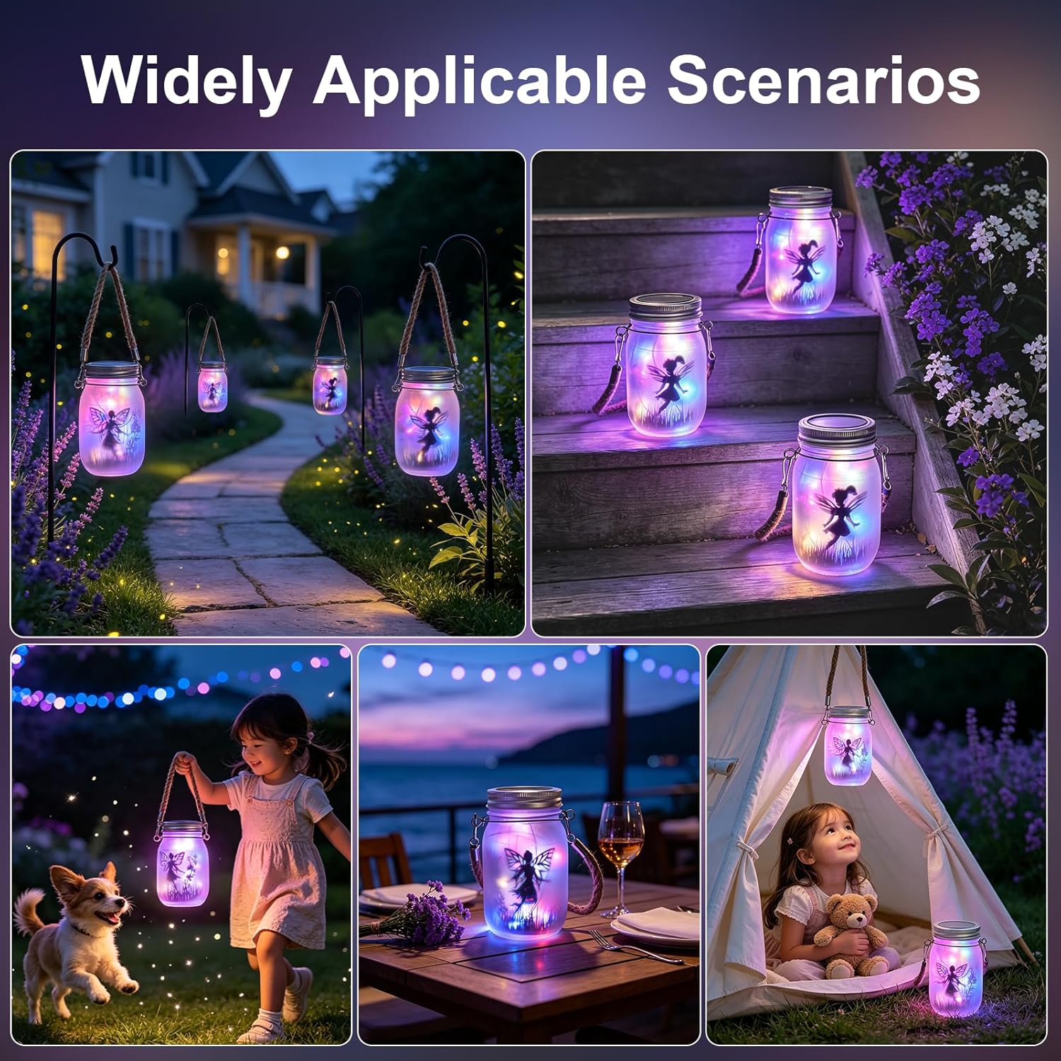 2 Stück hängende Solar-Laternenleuchten für den Außenbereich, Schmetterlingsfee im Einmachglas, IP65 wasserdichte Solar-Gartenleuchten für den Außenbereich, LED-Solarlampe für Garten, Terrasse, Balkon, Dekoration, Außenbereich – Bild 6