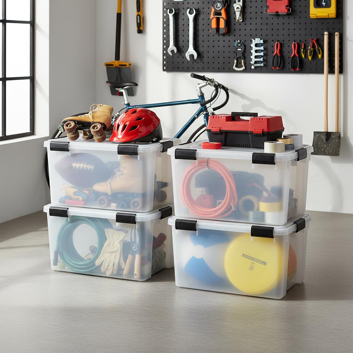 Iris Ohyama Luftdichte Aufbewahrungsboxen aus Kunststoff mit Deckel, 50 l, 2er-Set, transparent, hermetischer wasserdichter Verschluss, robuste Schnappverschlüsse, stapelbar, Staubschutz, BPA-frei, AT-L – Bild 4