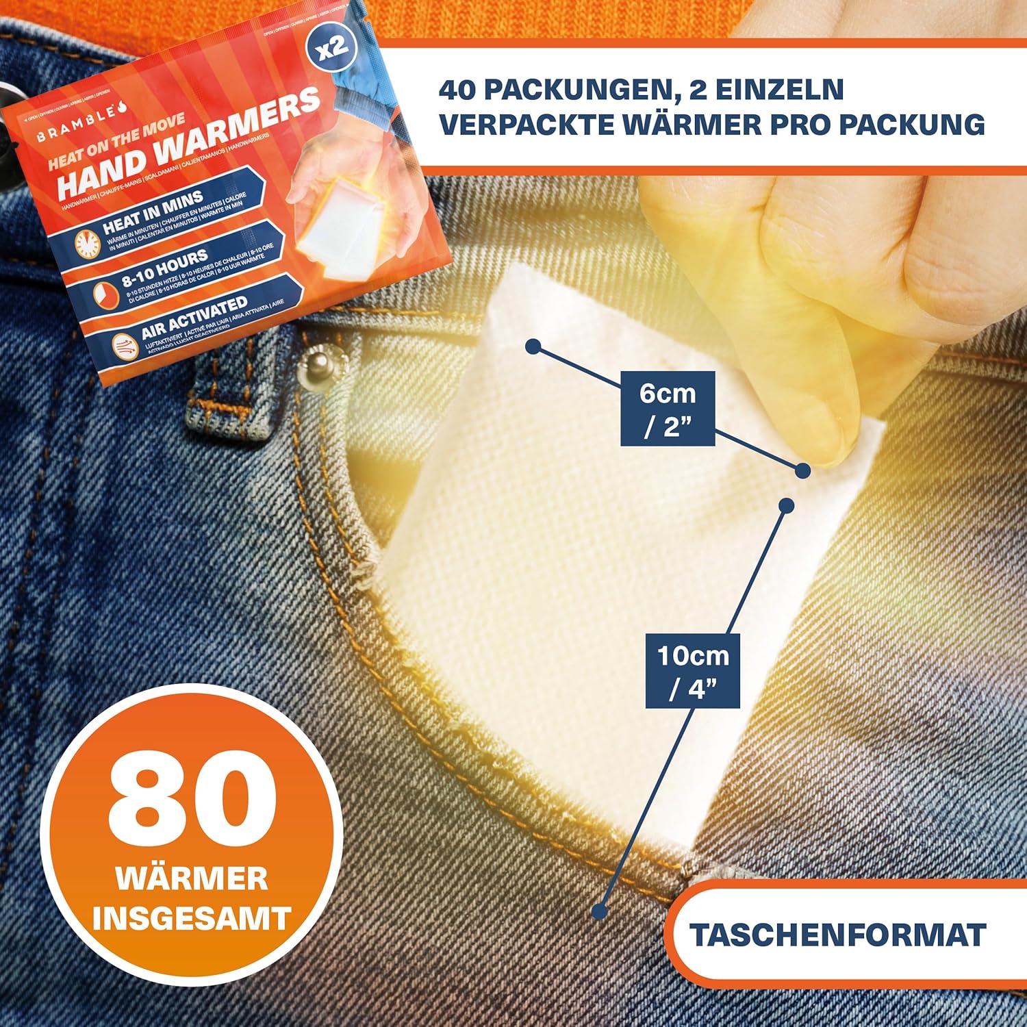 Bramble – Handwärmer – Luftaktivierte Taschenwärmer für Outdoor-Aktivitäten – Wärme in Minuten – Bis zu 10 Stunden Wärme – Bild 7