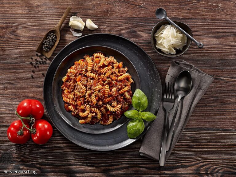 ration1 Nudeln in Bolognesesauce 4 x 400 g, Fertiggerichte, Notnahrung, 10 Jahre haltbar | Langlebig, Outdoor- und Trekkingnahrung, Camping- und Festivalnahrung, Notration, Langzeitnahrung, Survival-Ausrüstung