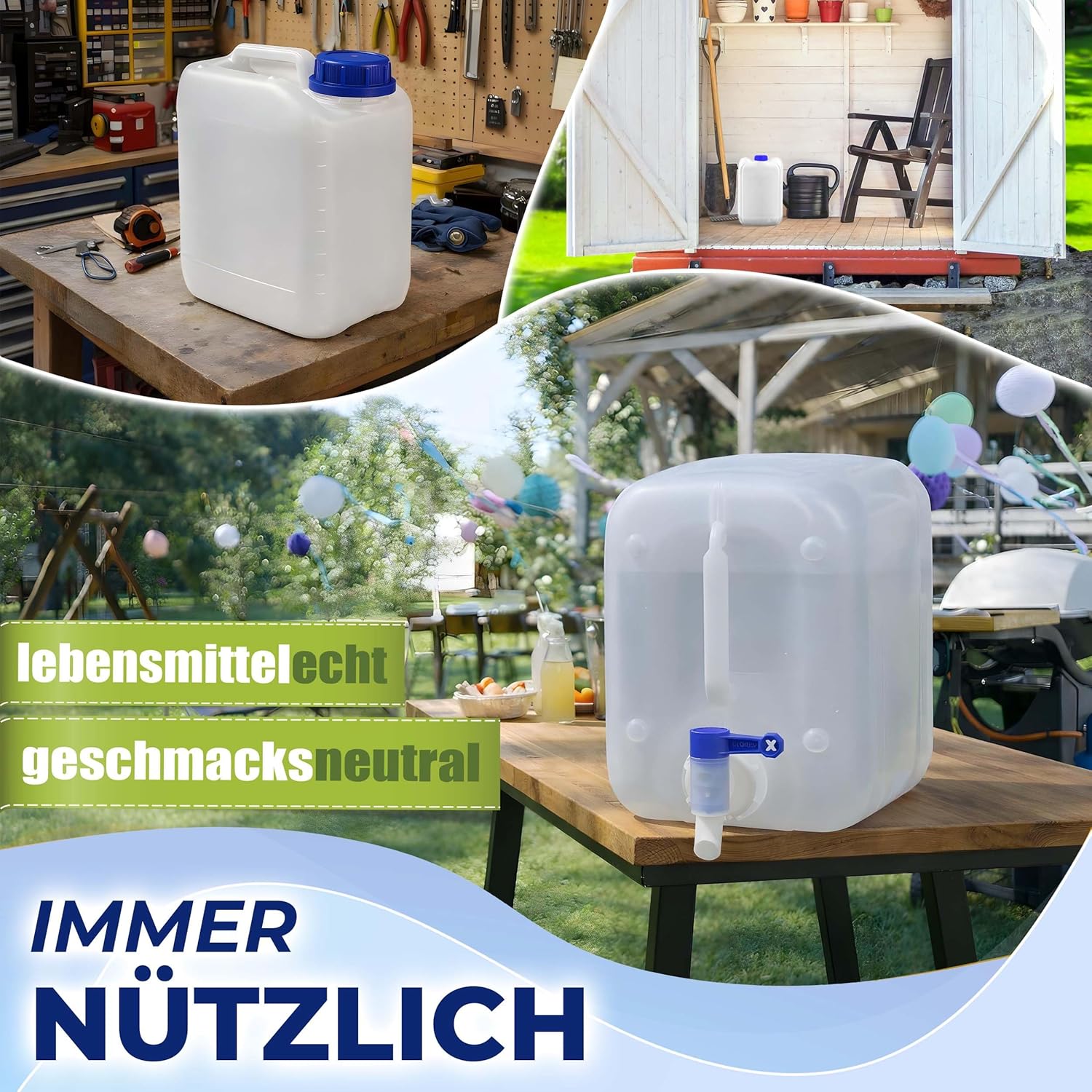 Kosmetex 5 L Kanister, BPA-frei & lebensmittelecht, Wasserkanister 5 Liter für Camping, Garten, Gewerbe und Haushalt, robust, Made in Germany | Kosmetex Wasserkanister 5 Liter für Camping, Garten, Gewerbe & Haushalt, robust, geschmacksneutral für Wasser & Getränke – Bild 8