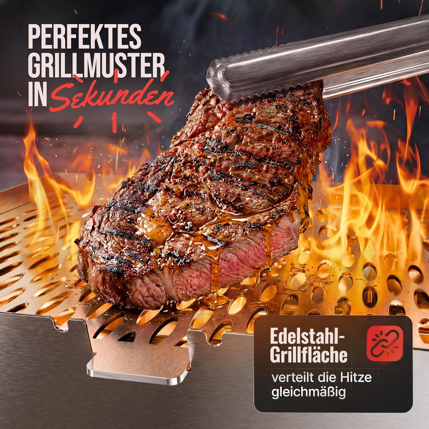 Grillen | Mobiler Plug-In Gasgrill Large XL | 2 Brenner | Tragbarer Edelstahlgrill mit Stecksystem – Gas- und Holzkohlebetrieb inklusive Tragetasche – perfekt für Camping, Balkon – Bild 5