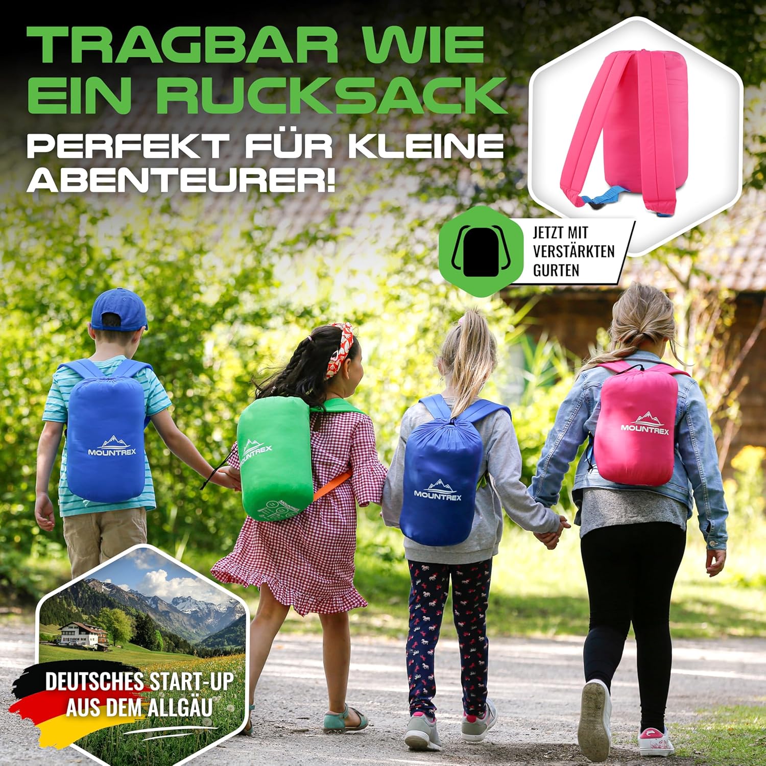 MOUNTREX® Kinderschlafsack – tragbar wie ein Rucksack – Schlafsack für Kinder (175 x 70 x 45 cm) – Outdoor, Reisen, Camping, – Mumienschlafsack leicht und kompakt – Innenfutter aus 100 % Baumwolle – Bild 6