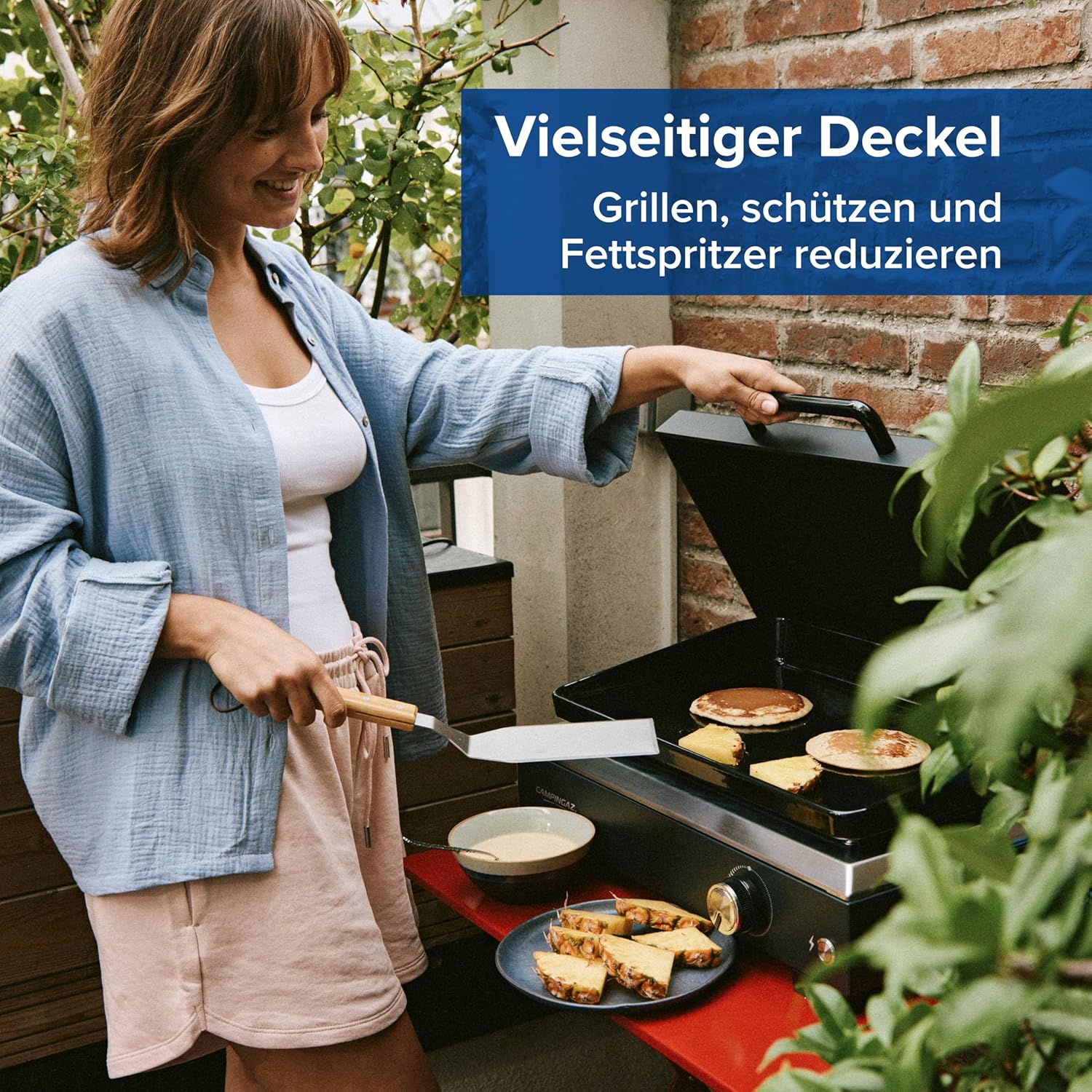 Campingaz Sigma 1 CV Gas-Plancha-Grillplatte mit Deckel | 2,8 kW Heizplatte | Tragbarer Tischgrill | Emaillierte Stahloberfläche | Brenner mit BlueFlame-Technologie für mediterranes Grillen – Bild 12