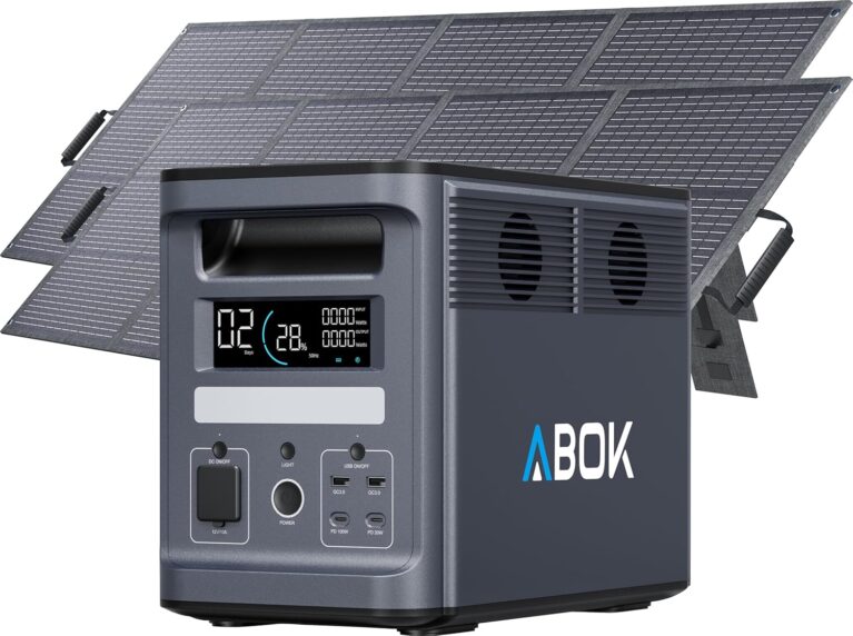 ABOK Ark2000 Tragbares Kraftwerk mit 2×200 W Solarmodulen, 1536 Wh LiFePO4, erweiterbar auf bis zu 4,6 kWh, 1,3 Stunden Schnellladung, 2000 W AC-Solargenerator mit USV und App für Camping, Notfälle | Solargenerator-Set mit faltbarem 2×Asp200 Solarpanel, USV&App, für Camping, Wohnmobile, Notfälle, Off-Grid-Strom und Notstrom
