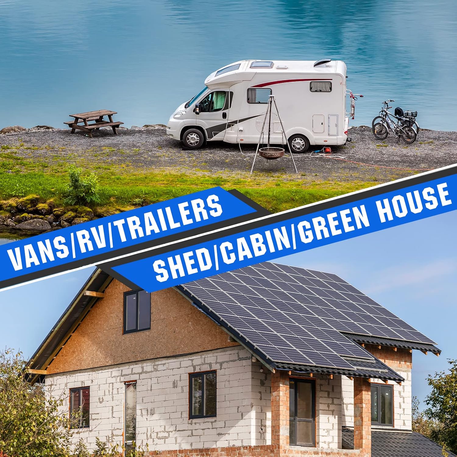 Umweltfreundliches 100 W / 120 W / 150 W / 200 W / 240 W, 12 V-Solarpanel-Set mit 20 A Solarladeregler und 5 m Solarkabel und Z-Halterungen für Wohnmobil, Boot, Wohnmobil – Bild 7