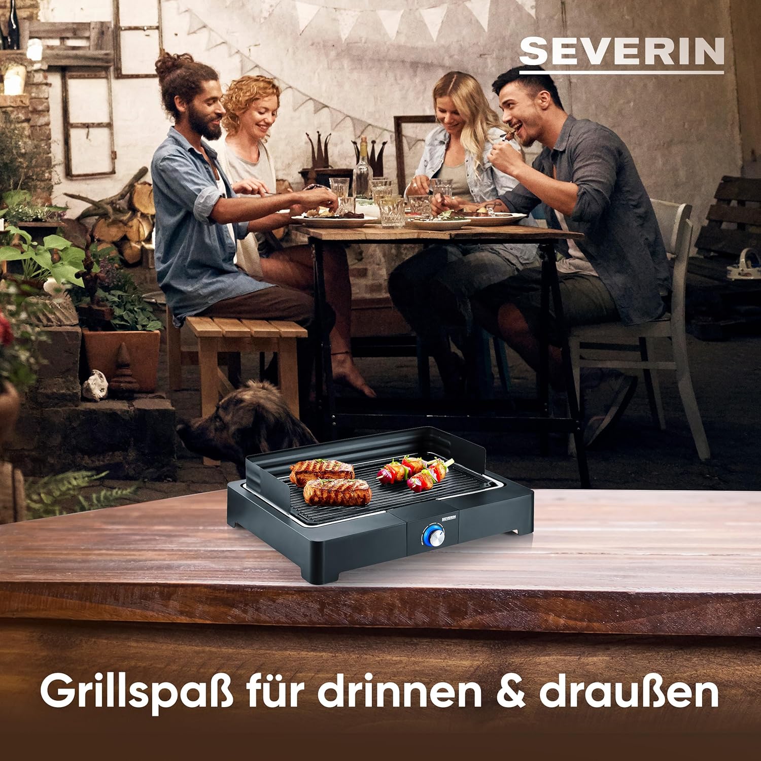 SEVERIN PG 8567 Tischgrill mit Aluminium-Grillplatte für den Innen- und Außenbereich, Elektrogrill mit schnellem Grillstart, Balkongrill ohne Verbrennungsgefahr, schwarz – Bild 3