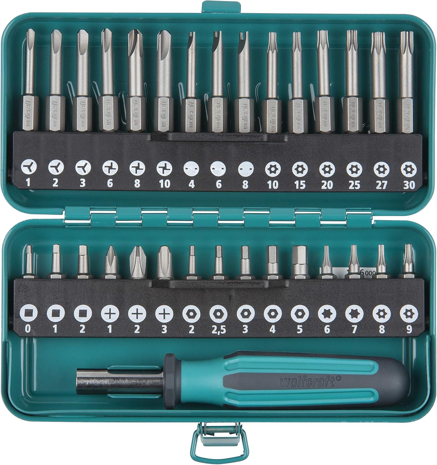 wolfcraft Sicherheits-Schraubendreher-Set 31-teilig – 1386000 – Metallkoffer mit 30 massiven Bits 25 & 50 mm – inklusive Handschraubendreher und verschiedenen Bitgrößen – Bild 4