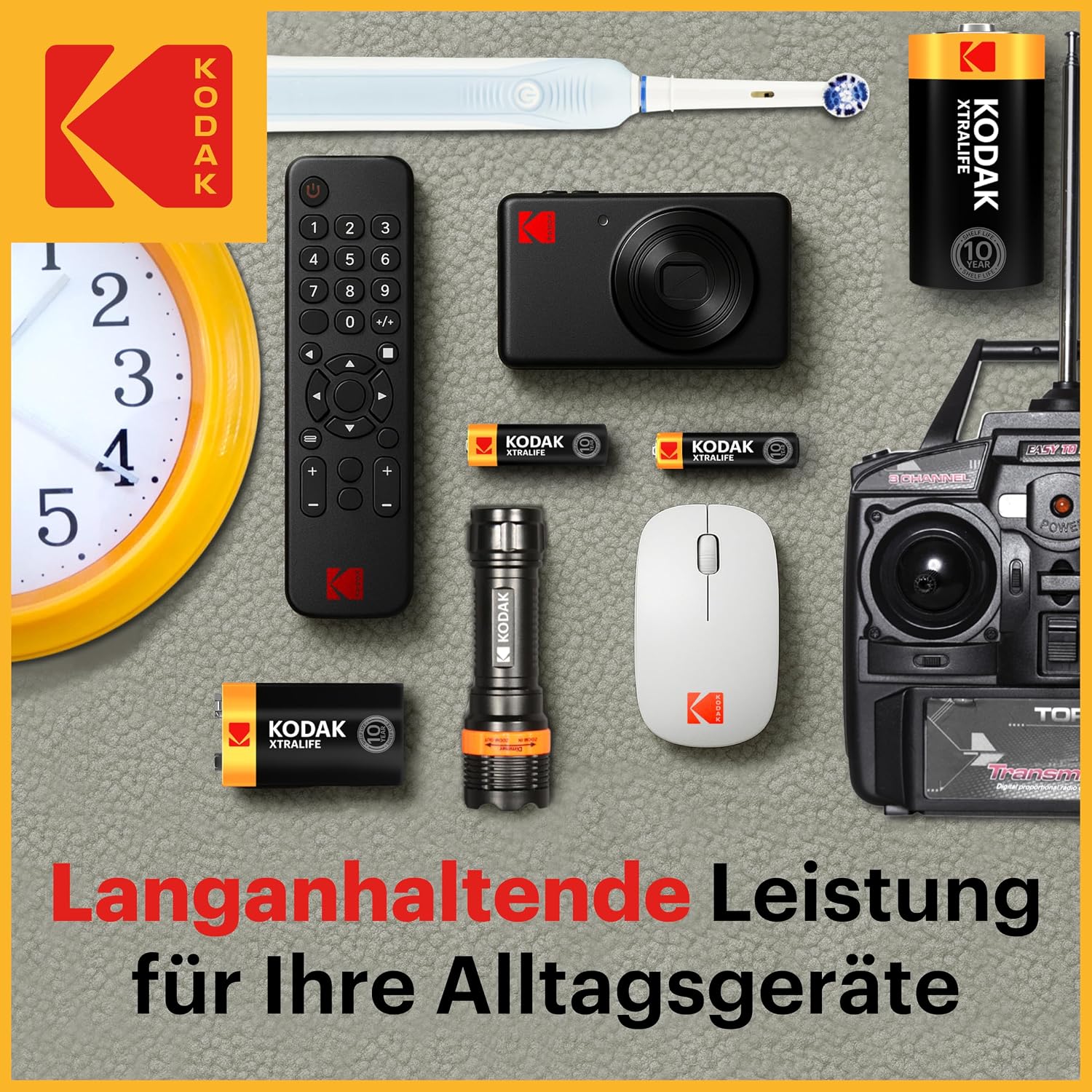Kodak Xtralife AAA-Batterien 24er-Pack, Triple-A-Alkali-LR03-1,5-V-Batteriesatz, ideal für Haushaltsuhren, Fernbedienungen, kabelloses Spielzeug und Elektronik | 109 % mehr Leistung, 10 Jahre Haltbarkeit, fortschrittlicher Auslaufschutz, Hochleistungsbatterien – Bild 10