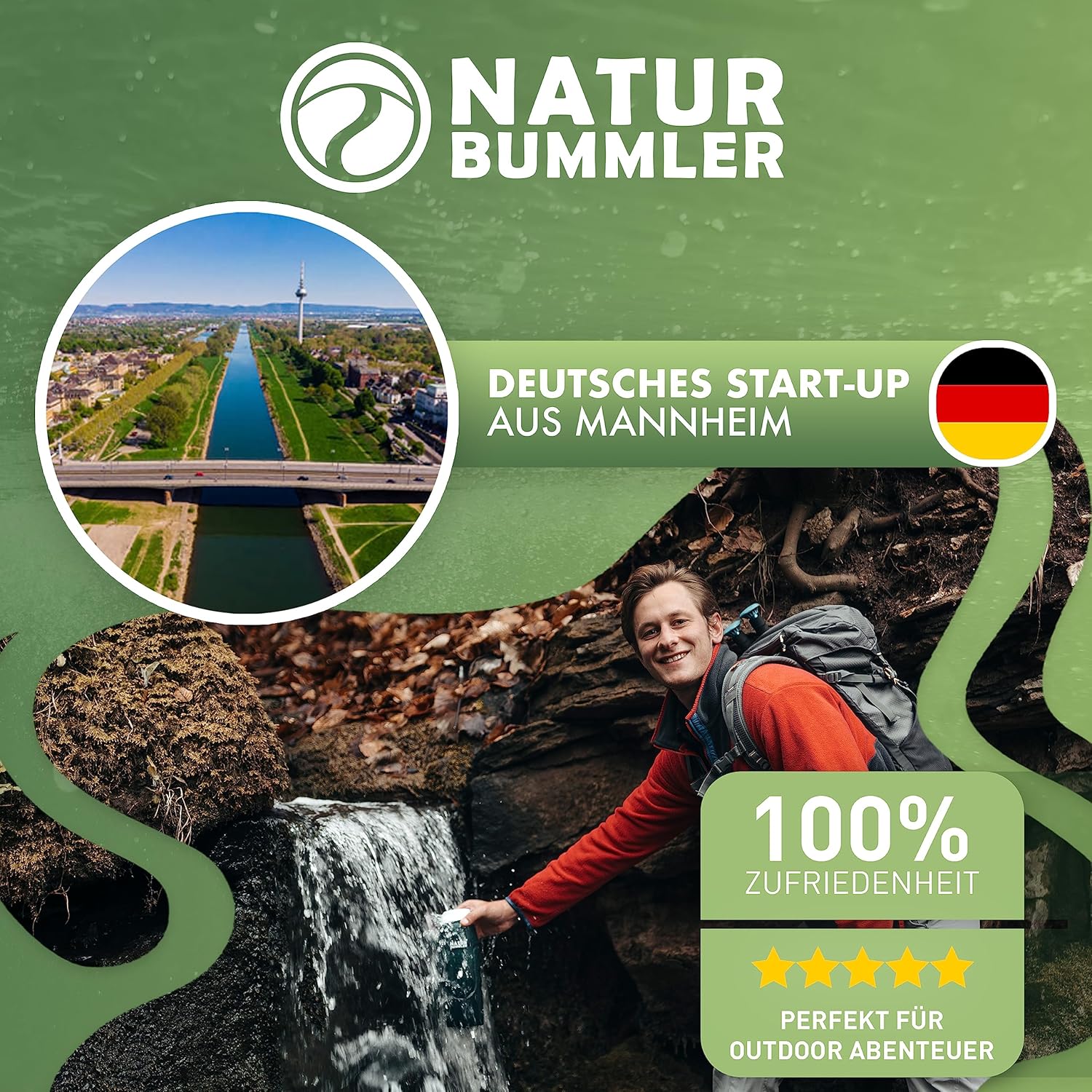 NATURBUMMLER Wasserfilterflasche (750 ml), faltbar und ultraleicht – filtert 99,99 % aller Bakterien (200 l Fassungsvermögen) – Wasserflasche mit Filter für Outdoor-Survival, Camping und Wandern – Bild 7