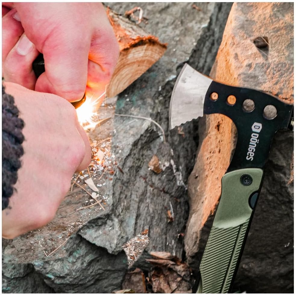 Dönges Multitool 18 Funktionen – Mit Axt, Feuerstein & Koffer – Kompaktes Survival-Tool für Outdoor, Bushcraft & Camping – Geschenk für echte Abenteurer – Bild 7