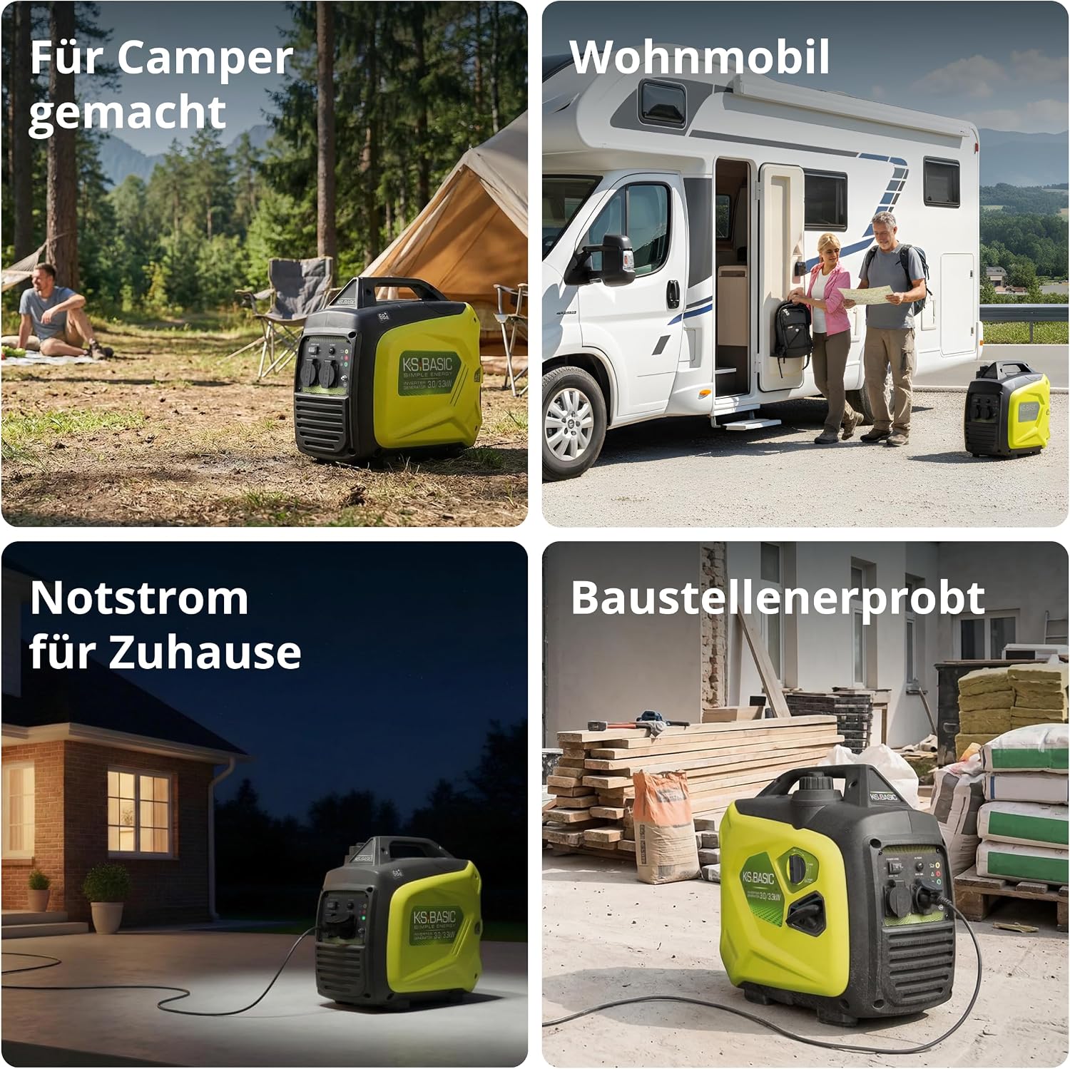 K&S BASIC KSB 33i S Inverter Benzingenerator 3,3 kW, Stromgenerator Inverter hat stabile Ausgangsspannung, schallisoliertes Gehäuse, Benzin-Notstromgenerator mit 100% Kupferwicklung, Generator Inverter – Bild 4
