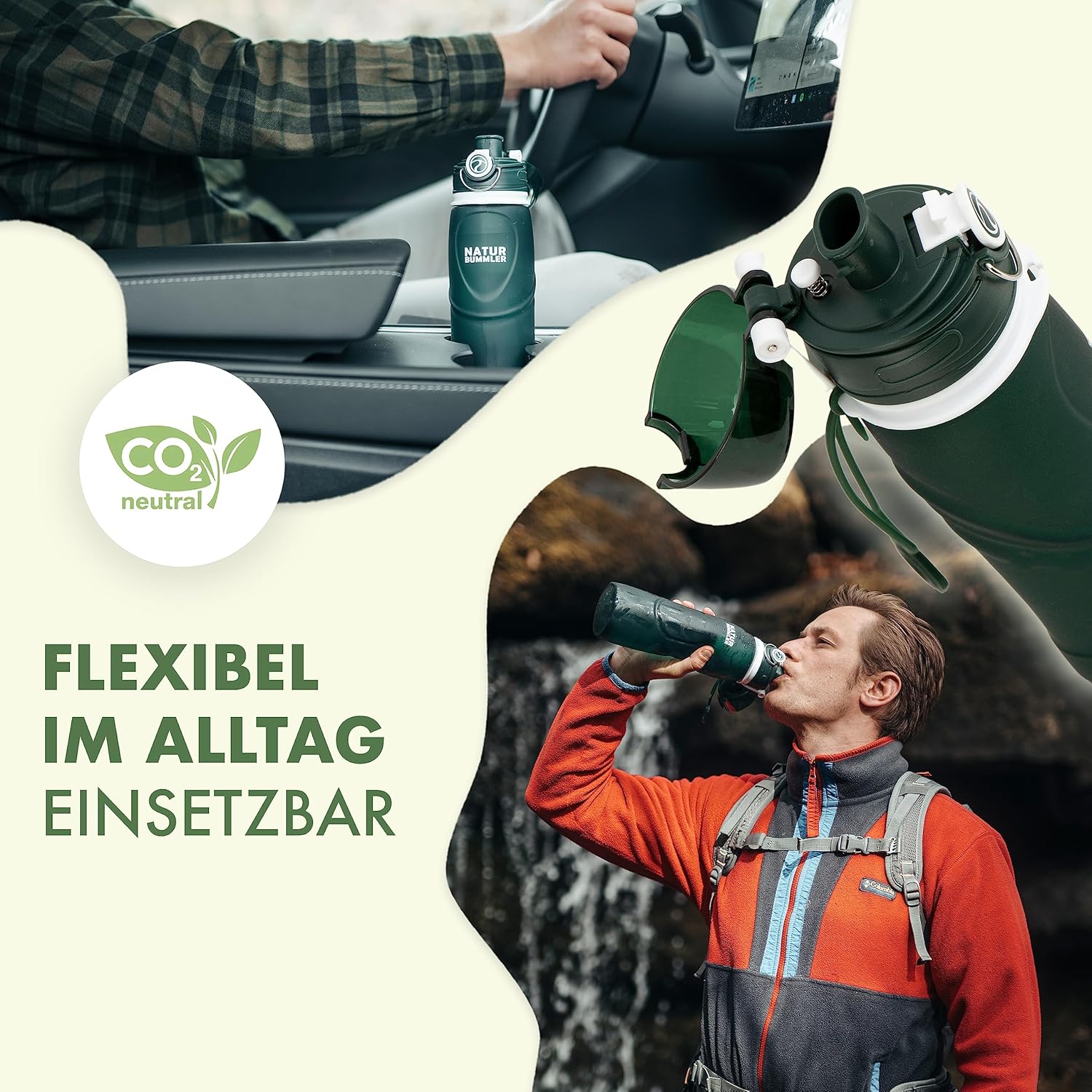 NATURBUMMLER Wasserfilterflasche (750 ml), faltbar und ultraleicht – filtert 99,99 % aller Bakterien (200 l Fassungsvermögen) – Wasserflasche mit Filter für Outdoor-Survival, Camping und Wandern – Bild 4