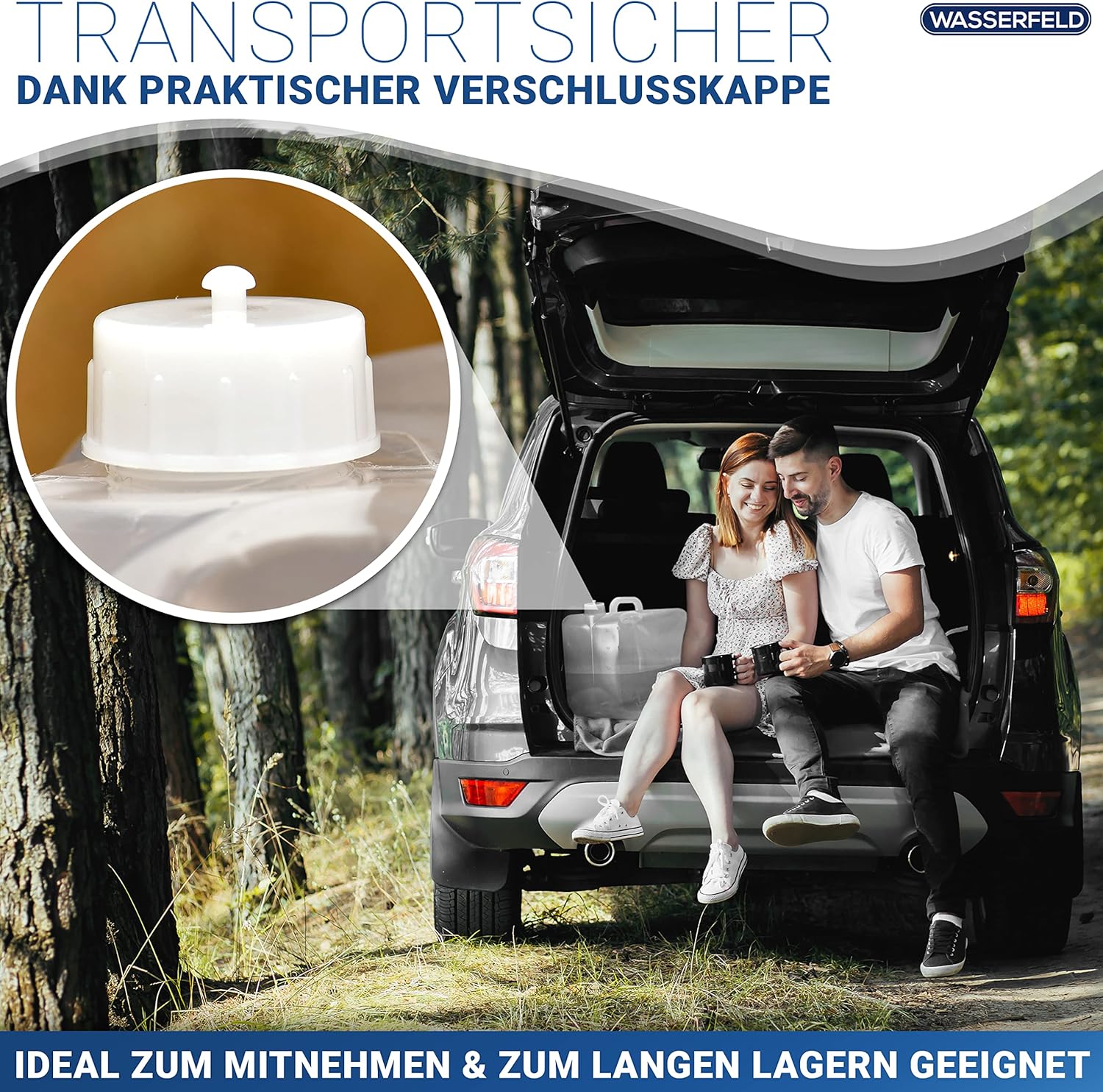WASSERFELD (10 L - 20 L Wasserkanister faltbar inkl. auslaufsicherem Dosierhahn und Tragegriff – robuster Trinkwasserkanister mit Verschlussklappe – auslaufsicherer Wasserbehälter – Bild 7