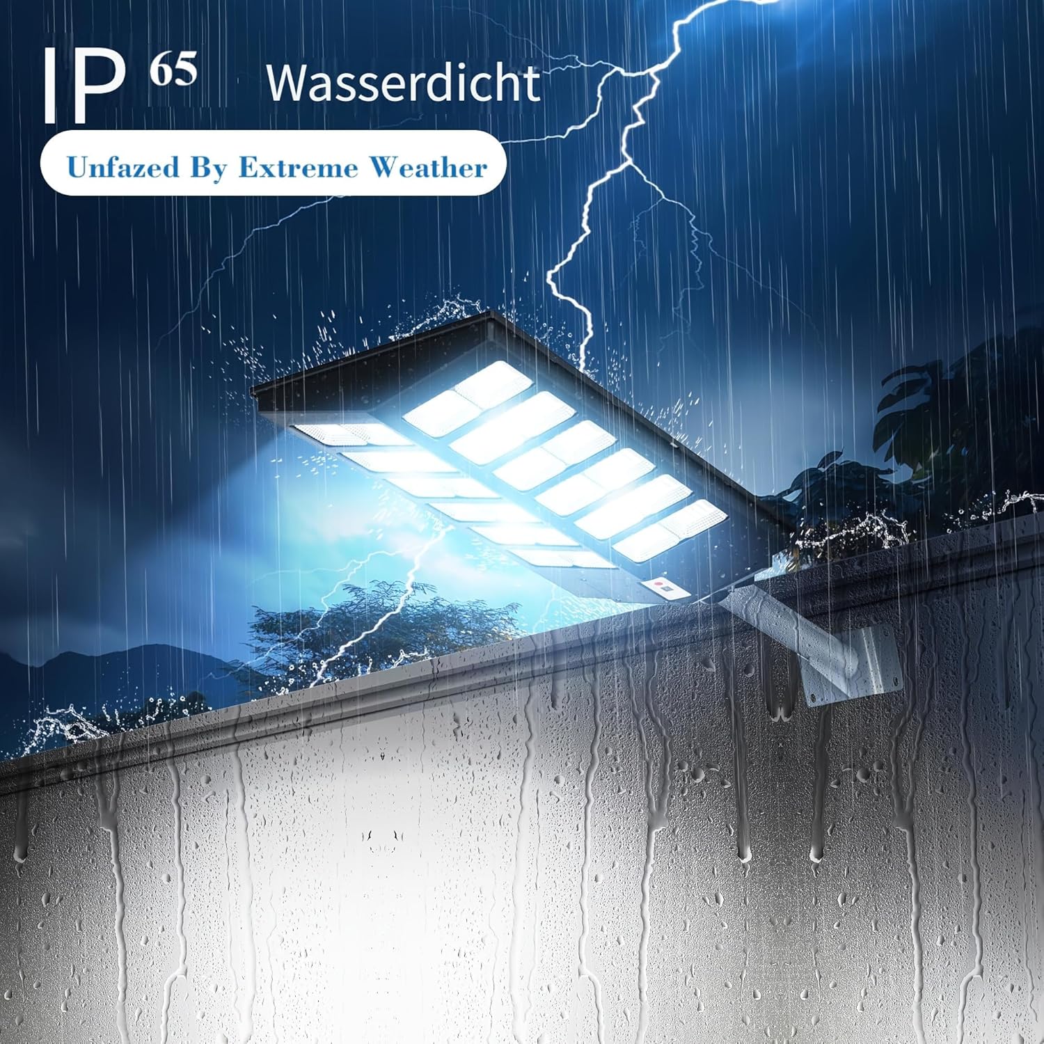 Solarleuchten für den Außenbereich mit Bewegungsmelder, 800 W, 80000 LM, IP65, wasserdicht, LED-Solarleuchten, Dämmerung bis Morgendämmerung, für Terrasse, Parkplatz, Garten – Bild 3