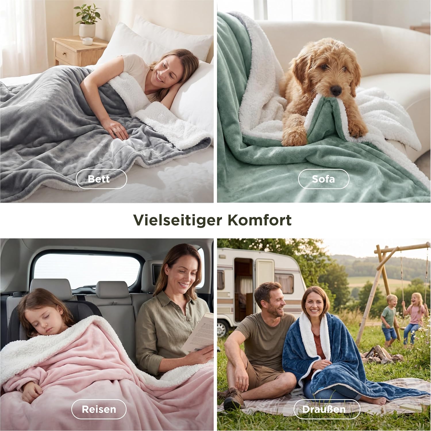 Bedsure Sherpa doppelseitige Decken, Kuscheldecken, extra dicke und warme Sofadecke, Couchdecke aus Sherpa, superflauschige Fleecedecke als Sofaüberwurf oder Wohnzimmerdecke – Bild 9