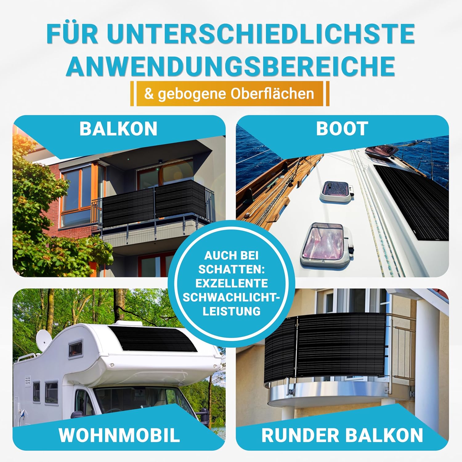 doitBau Flexibles Solarpanel 200 W, komplett schwarz mit Backbox – ultradünn 2 mm, 1,9 kg – 1352 x 770 mm für Wohnmobil, Boot, Balkon und Dach – Bild 4