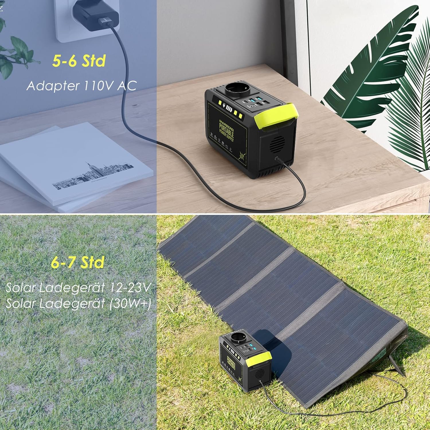MARBERO Portable Power Station 24000 mAh, tragbarer Generator 88,8 Wh, externer Akku mit 80 W 230 V Steckdose, USB-C & LED-Lampe, Notstromversorgung für Camping, Haushalt, Reisen, Garten & Notfälle – Bild 5