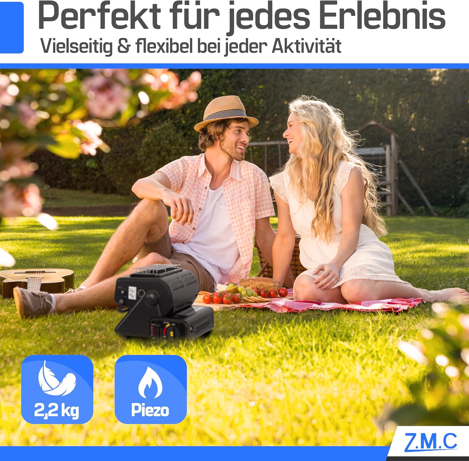 ZMC 2-in-1 tragbarer Keramik-Gasheizer und Gaskocher 1,3 kW mit LPG-Anschluss + 8 Gaskartuschen, Campingkocher mit Piezo-Zündung, Camping-Heizung, Gasheizung für drinnen, draußen, Camping, Wohnwagen – Bild 9