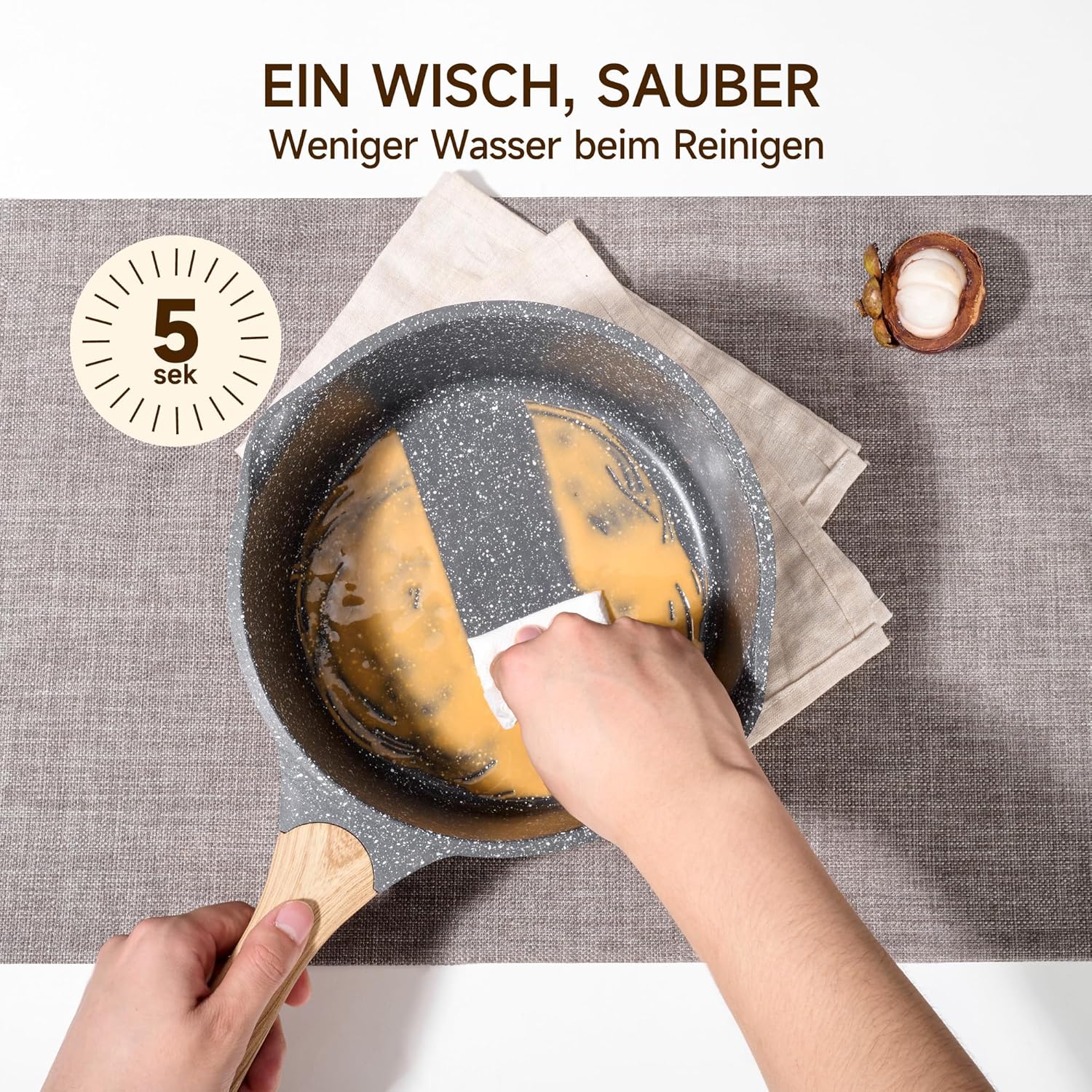 JEETEE Kochtopf- und Pfannen-Set, 23-teilig, Grau/Schwarz, Antihaft-Induktionstopf-Set mit Glasdeckel, Kochtopf, Bratpfannen, Schmorpfanne, Crêpes-Pfanne, Grillpfanne – Bild 4
