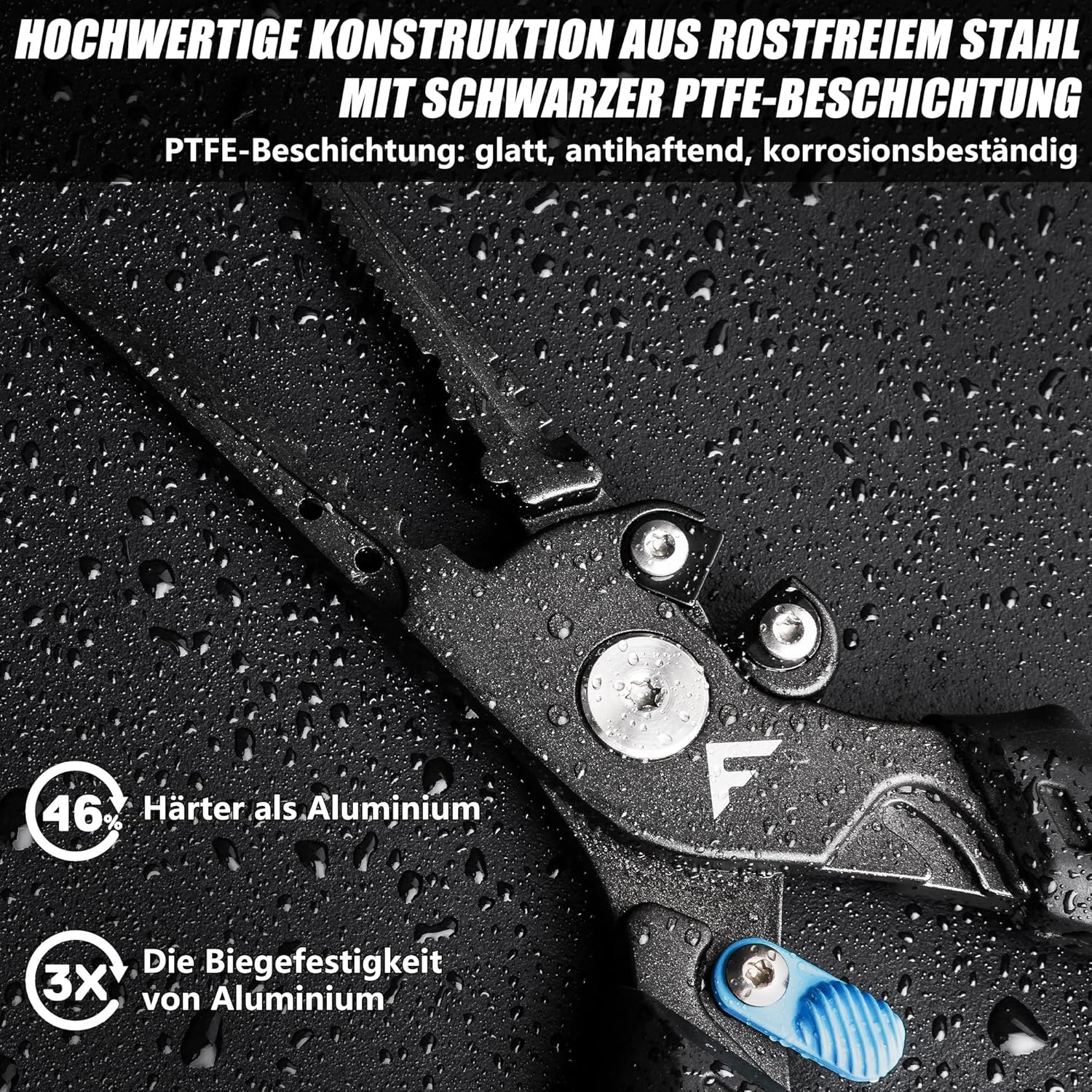 FLISSA Multifunktionale Angelzange, Multi-Angelzange mit Hakenlöser, Sicherheitsverriegelung, TPR-Griff, Edelstahlbacken, scharfe Schneidklingen mit Trageband und Tragetasche zum Angeln – Bild 2