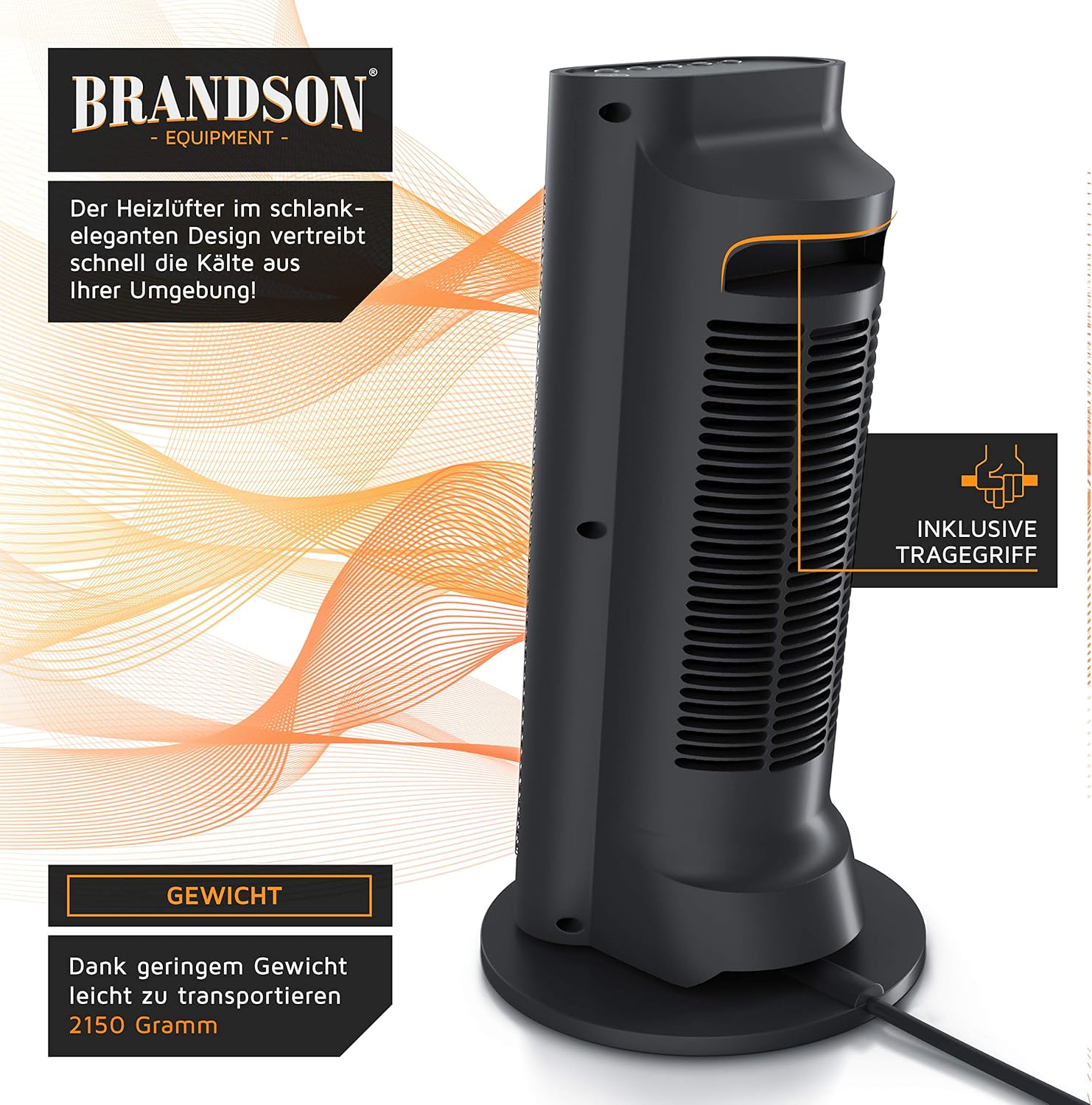 Brandson Heizlüfter mit Fernbedienung, leise, 2.000 W, Keramikheizung für das Badezimmer, Oszillation, Eco-Modus, 2 Heizstufen, hohe Sicherheit – Bild 4