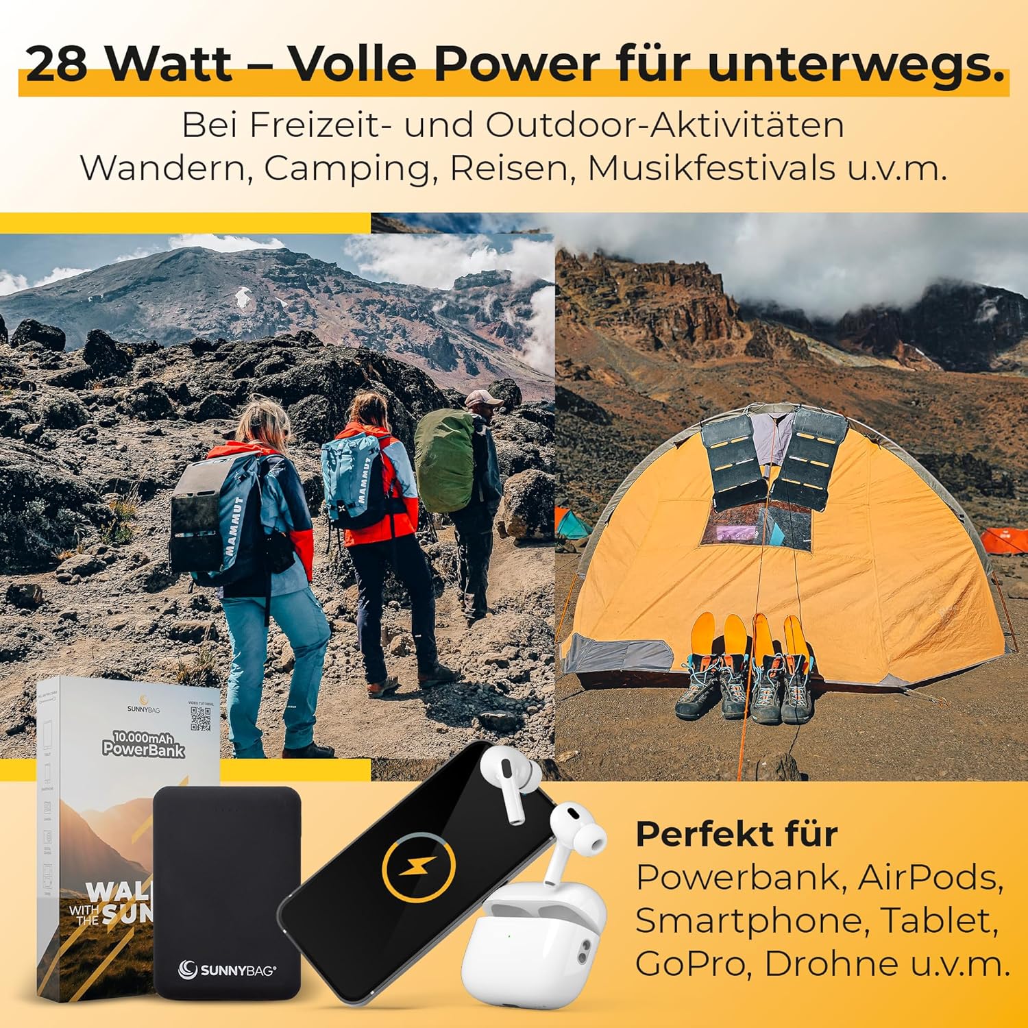Sunnybag Sunbooster 28 Solarpanel (faltbar & effizient!) – Solarladegerät (wasserdicht & robust) – Solarpanel mit 2 x USB für Wandern, Camping & Outdoor – ideal für Handy & Powerbank (28 W Leistung) – Bild 2