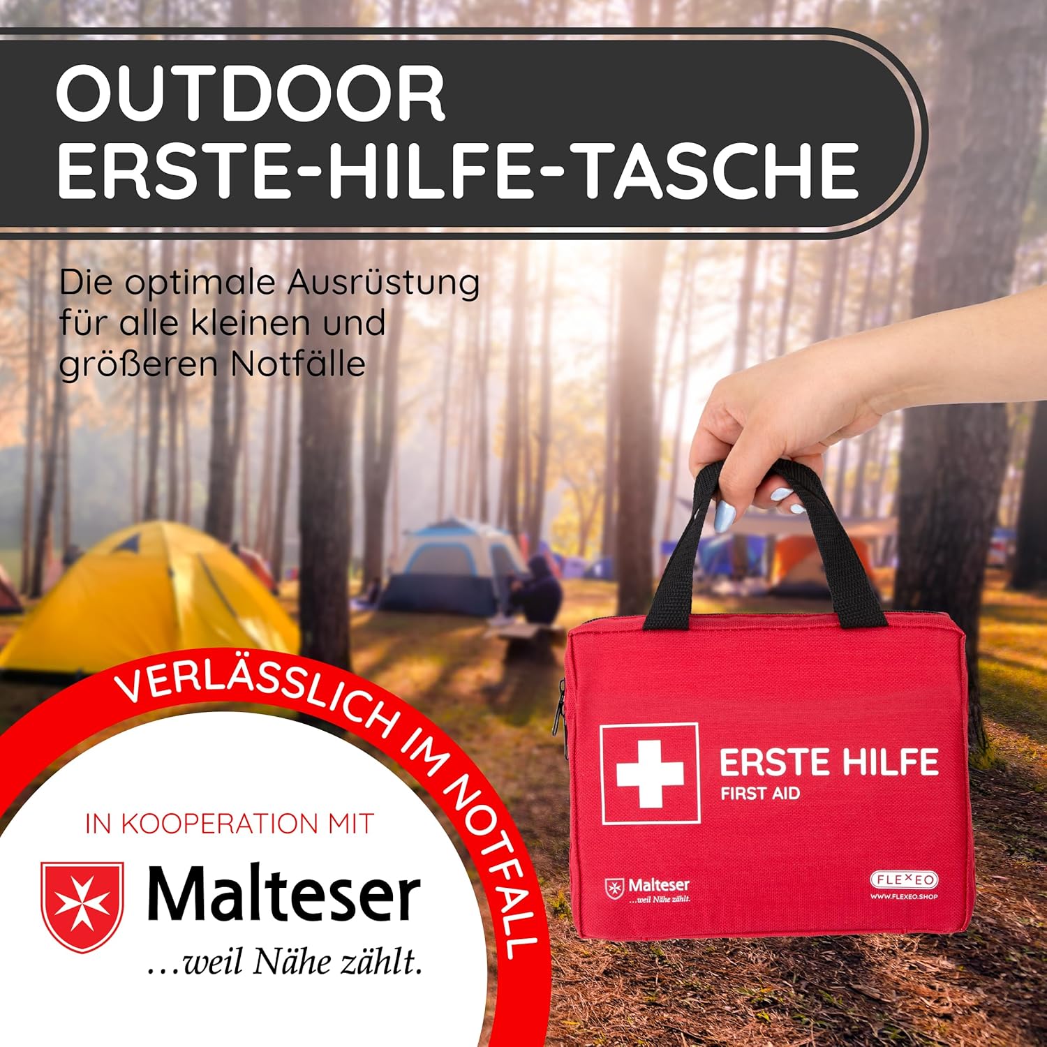 Erste-Hilfe-Set mit Sofort-Kältekompressen, Rettungsdecke und Pflaster-Sortiment (103-teilig, rot) – Bild 2