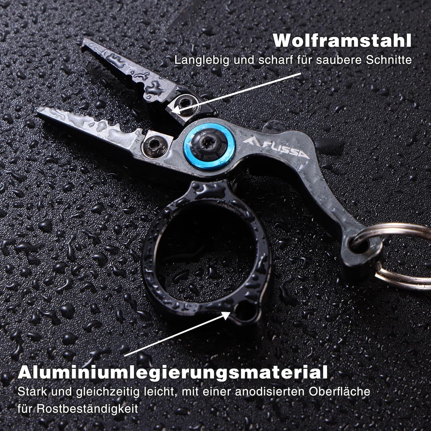 FLISSA Mini-Multifunktions-Angelzange, Multi-Angelzange mit Hakenentferner, Sicherheitsverriegelung, Wolframstahl, Schneidegriff aus Aluminiumlegierung, zum Angeln – Bild 4