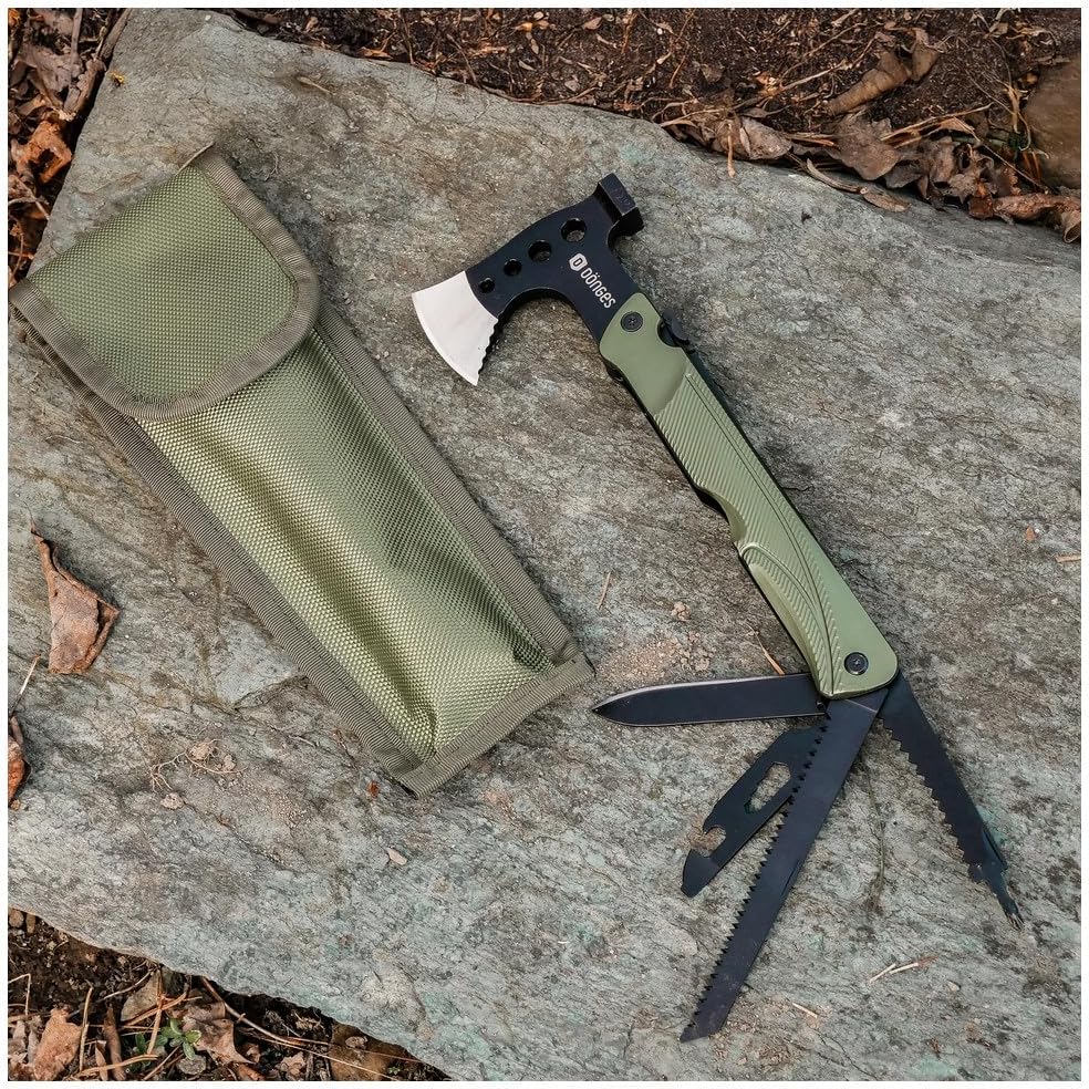 Dönges Multitool 18 Funktionen – Mit Axt, Feuerstein & Koffer – Kompaktes Survival-Tool für Outdoor, Bushcraft & Camping – Geschenk für echte Abenteurer – Bild 3