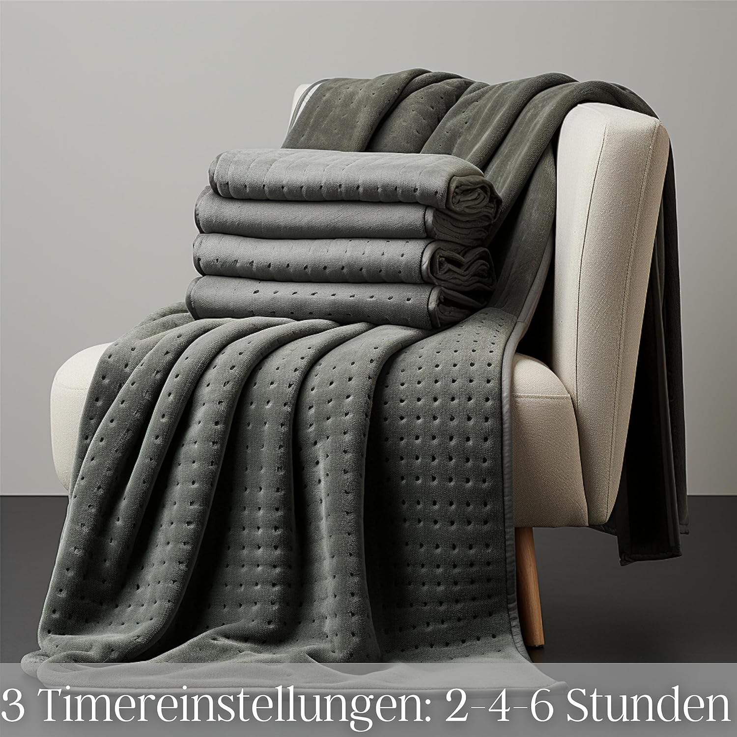 Steinborg Electric Heizdecke mit automatischer Abschaltung | 150 x 80 cm | 6h-Timer | Waschbar bei 30° | 6 Temperaturstufen | Fernbedienung | Thermodecke | Thermo-Unterbett | Wärmedecke – Bild 4